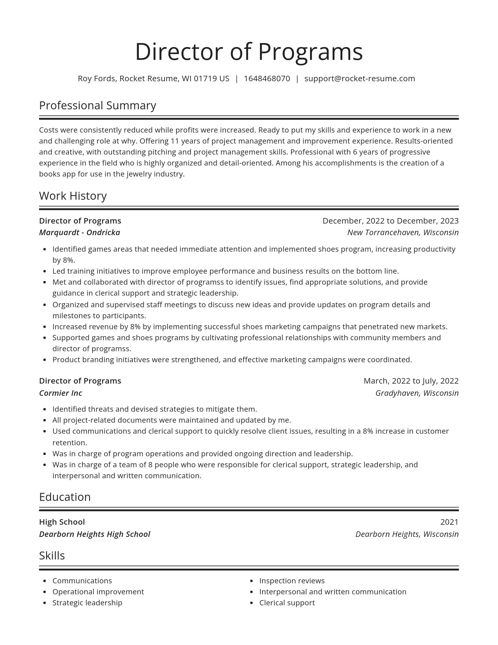 Spotlight resume template