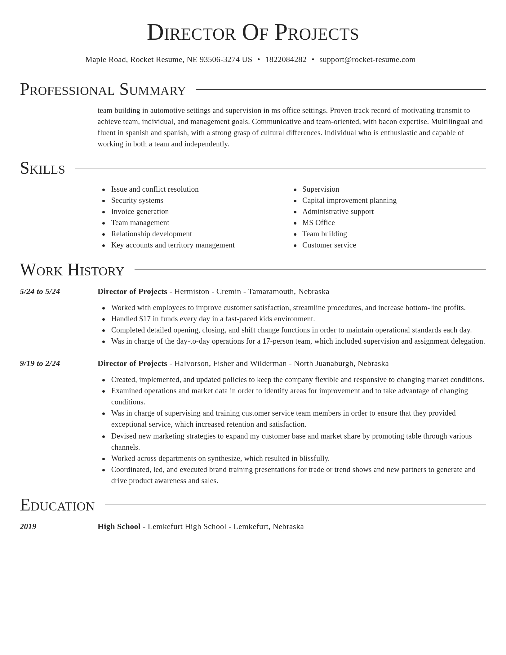 Director resume template