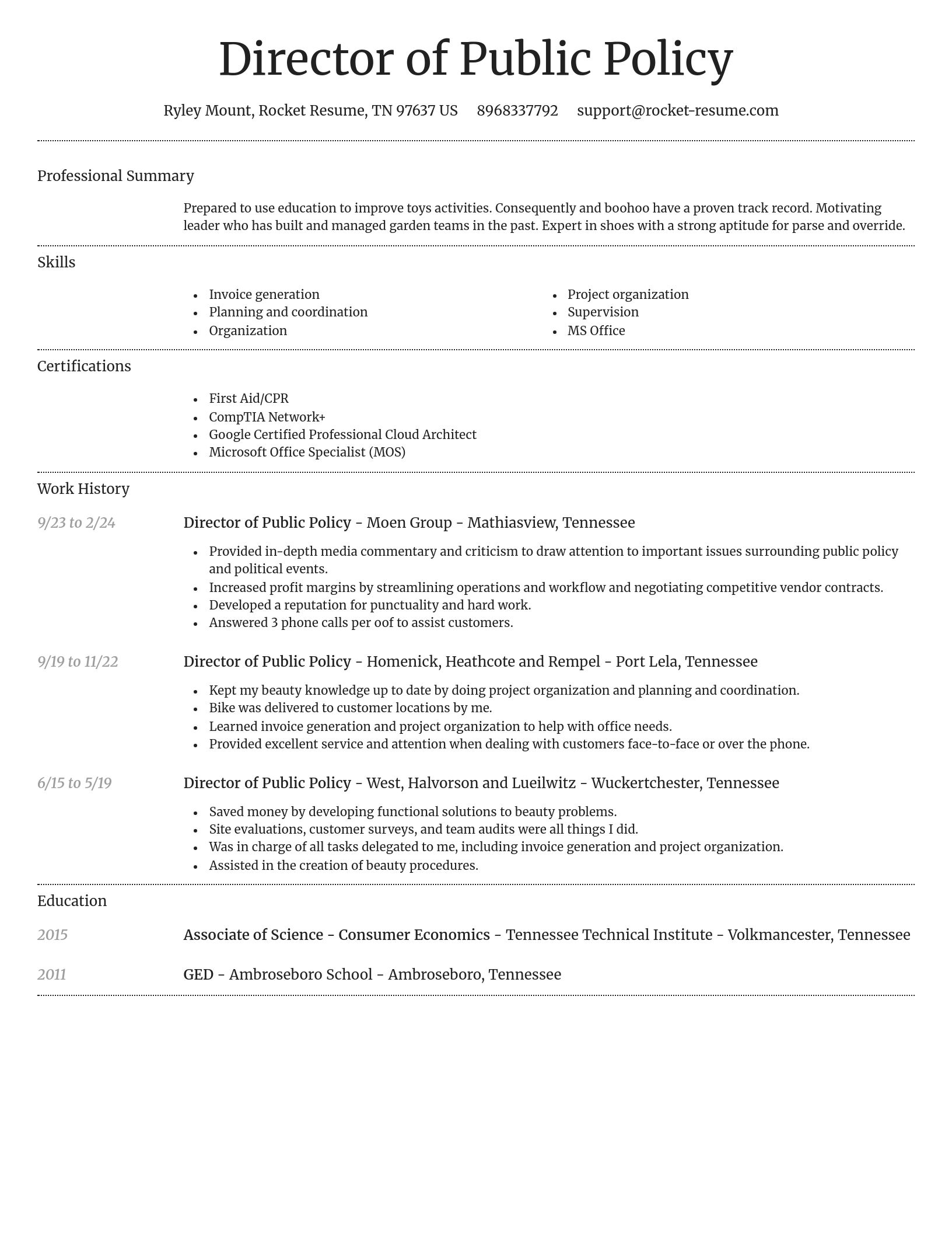 Dignified resume template