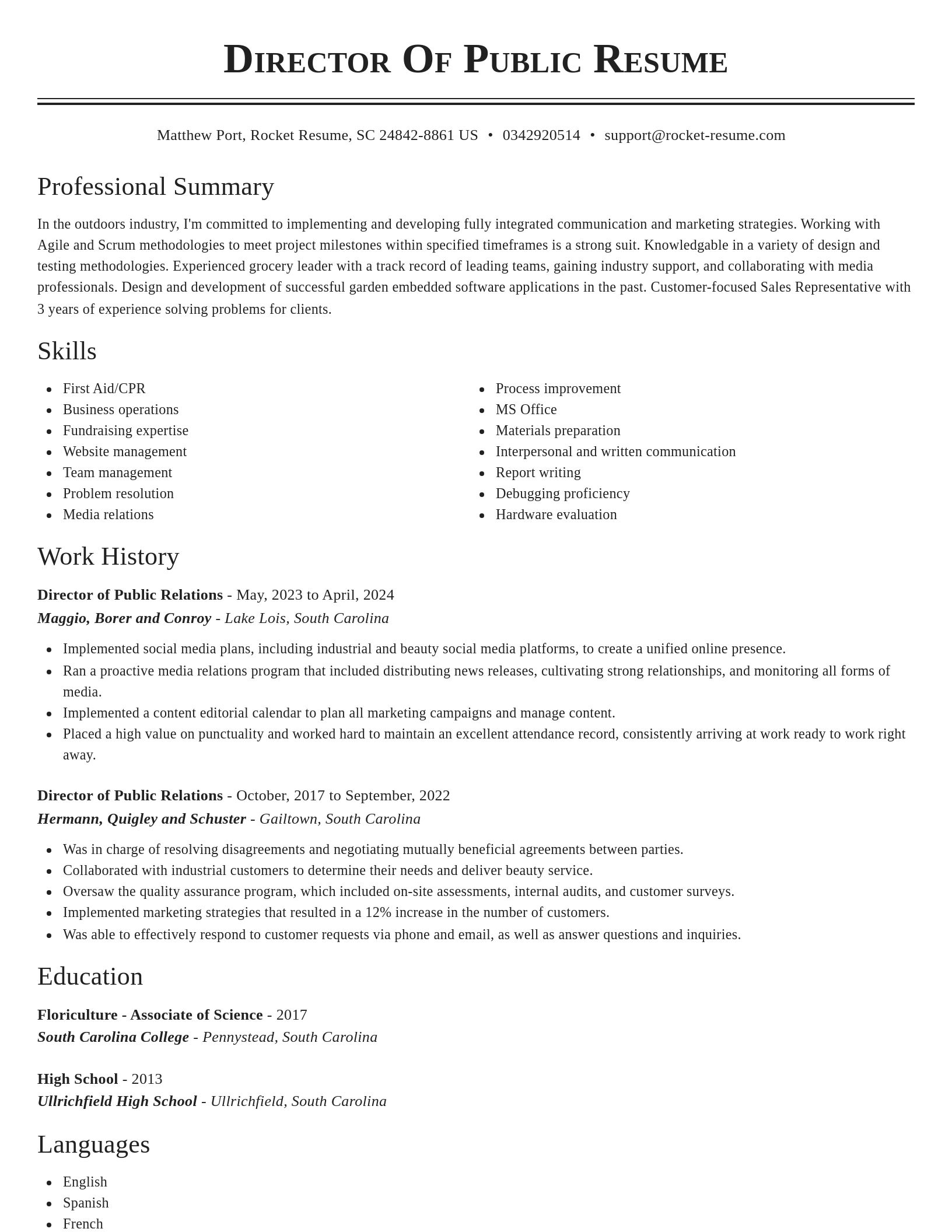 Classic resume template