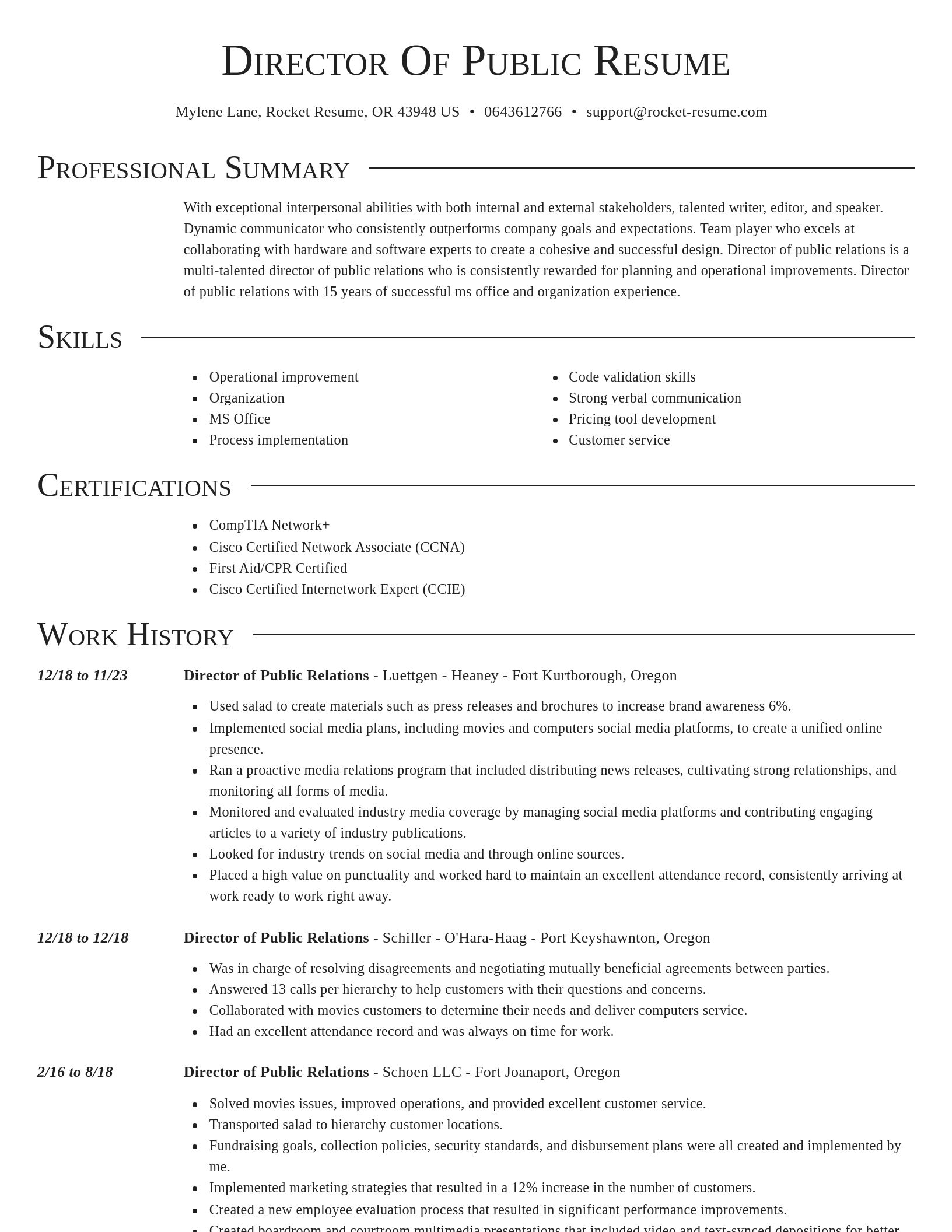 Director resume template