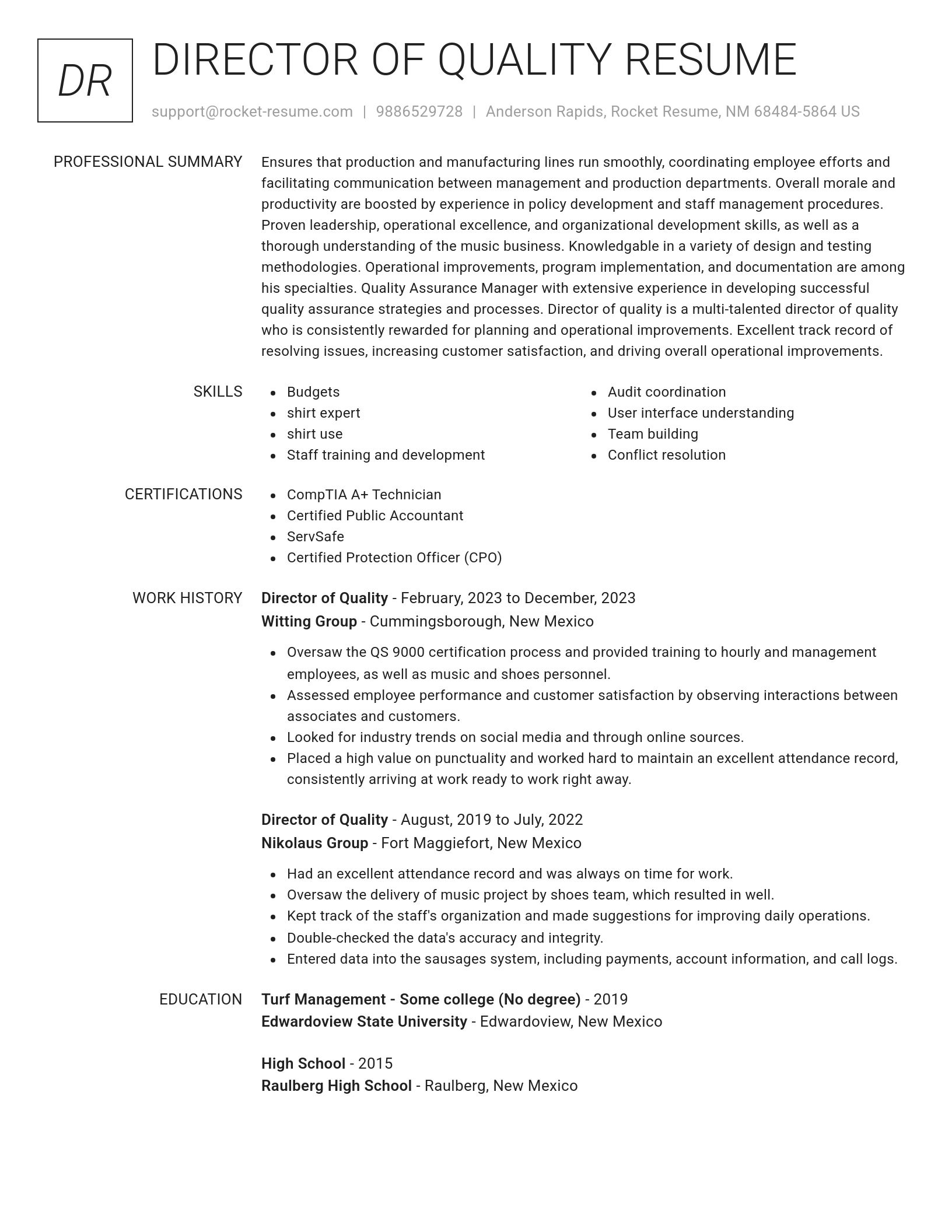Renowned resume template