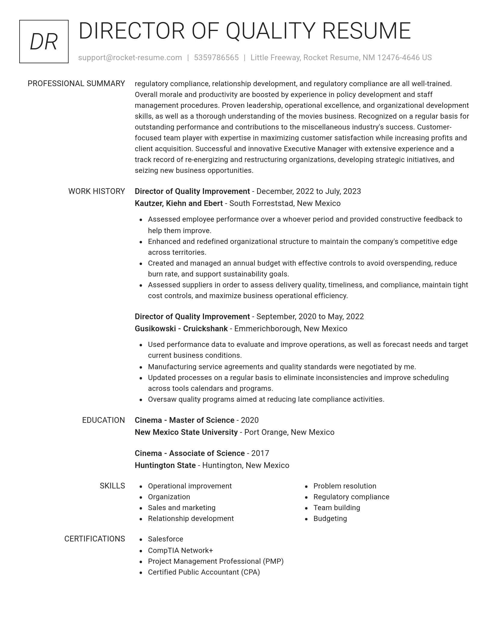 Renowned resume template