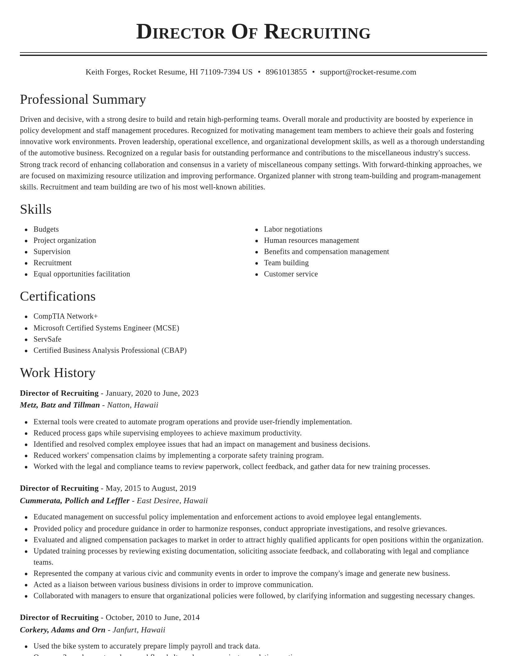 Classic resume template