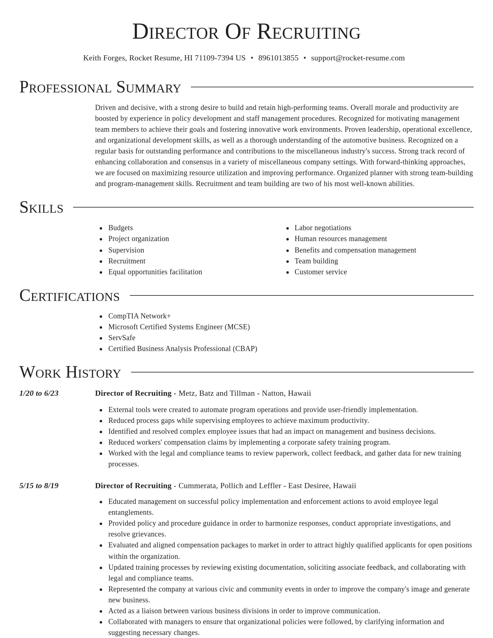 Director resume template
