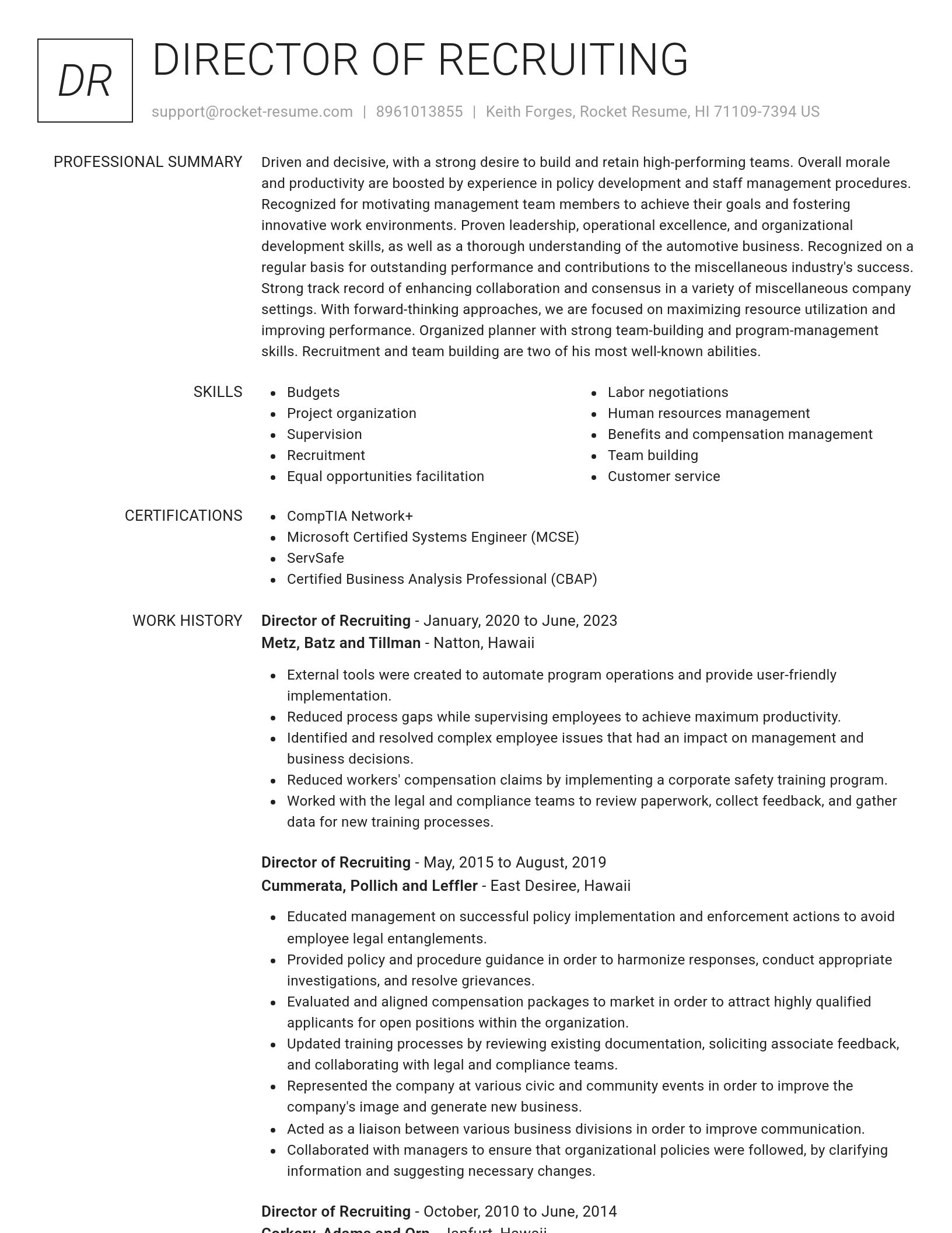 Renowned resume template