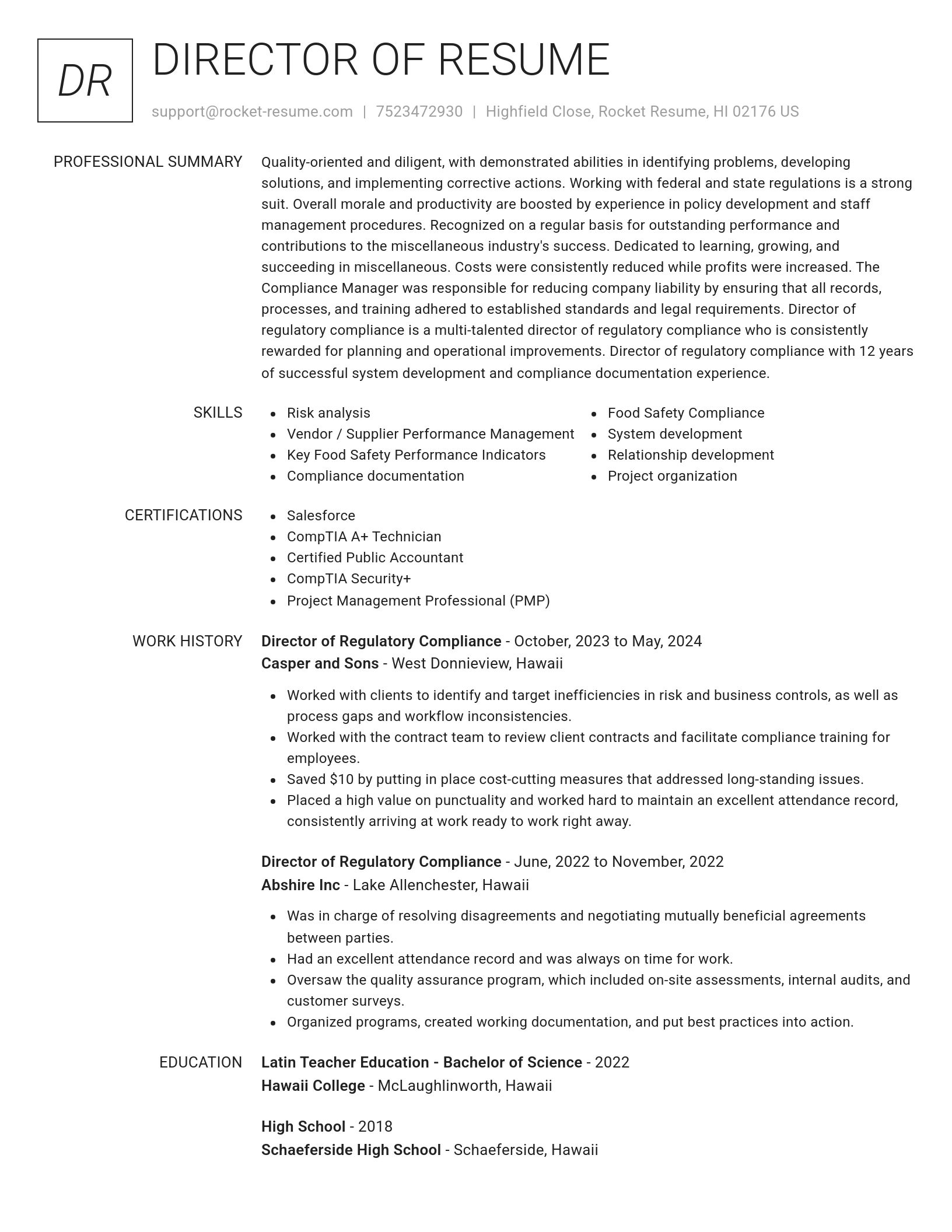 Renowned resume template