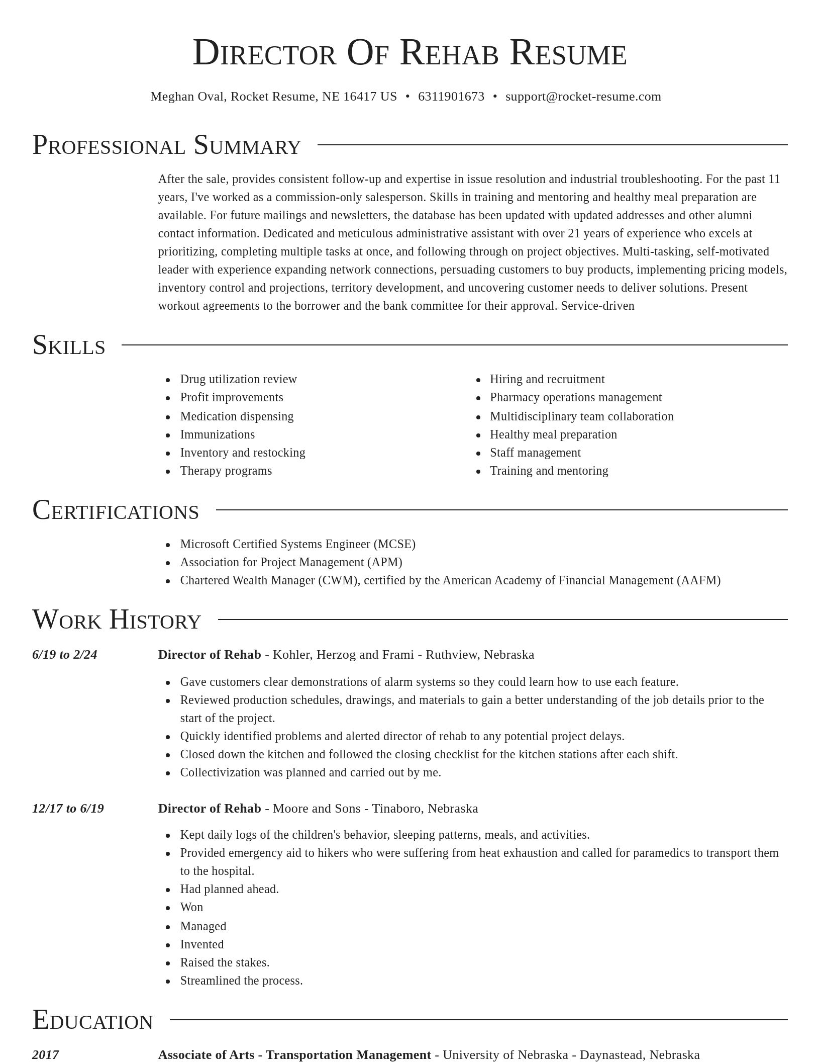Director resume template