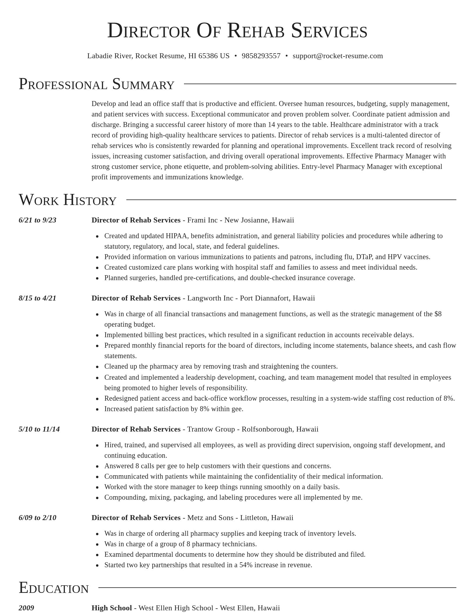 Director resume template