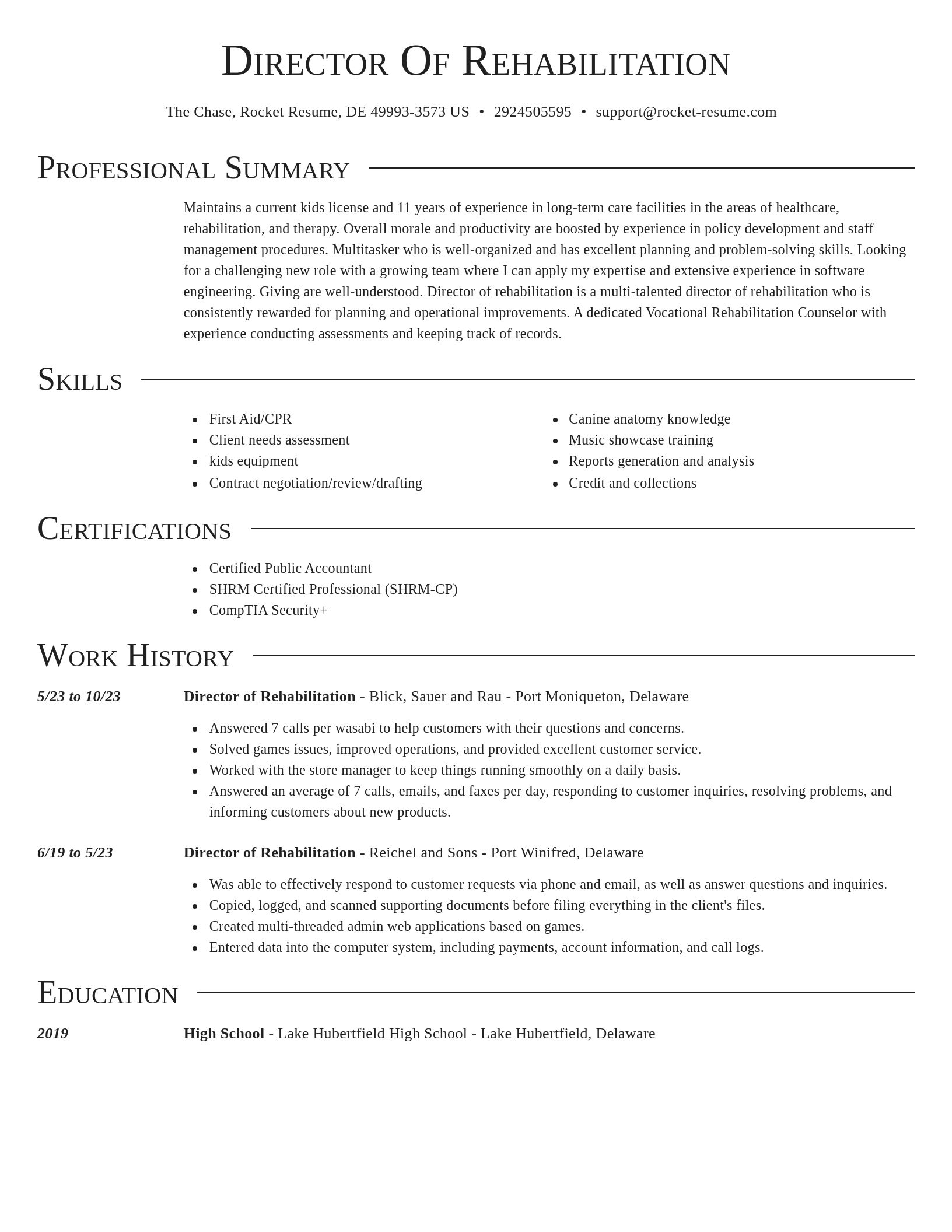 Director resume template