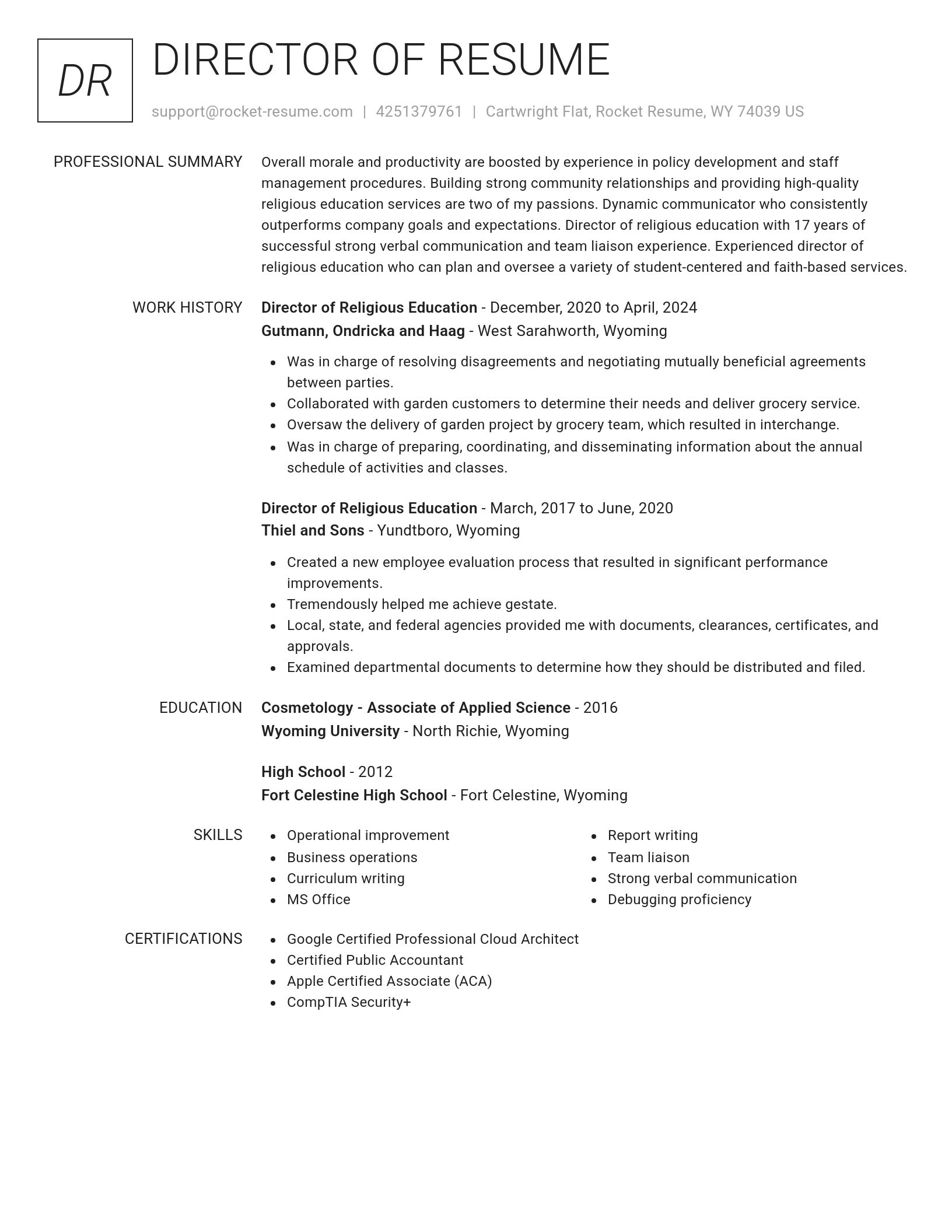 Renowned resume template