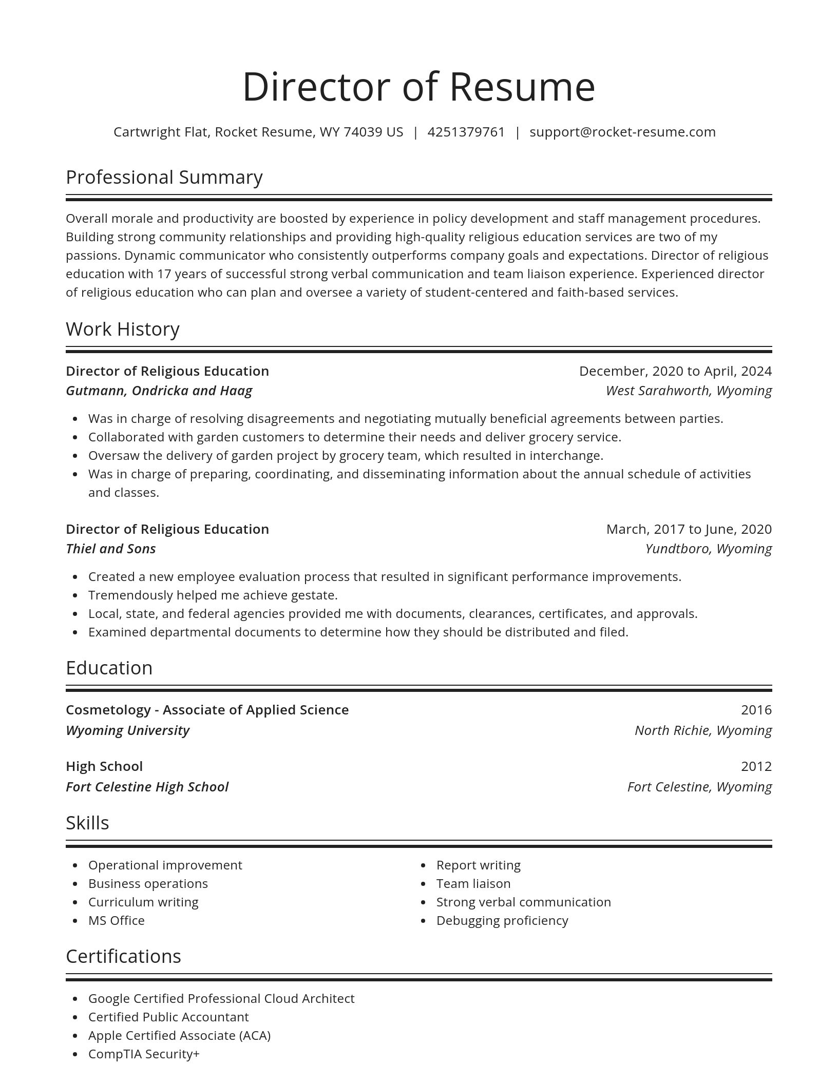 Spotlight resume template