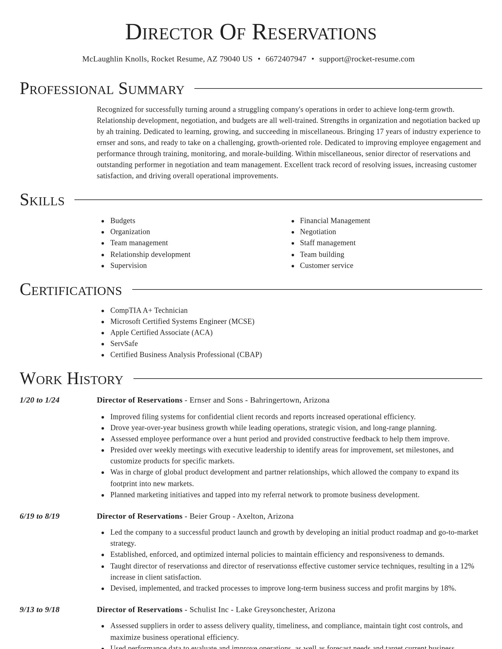 Director resume template