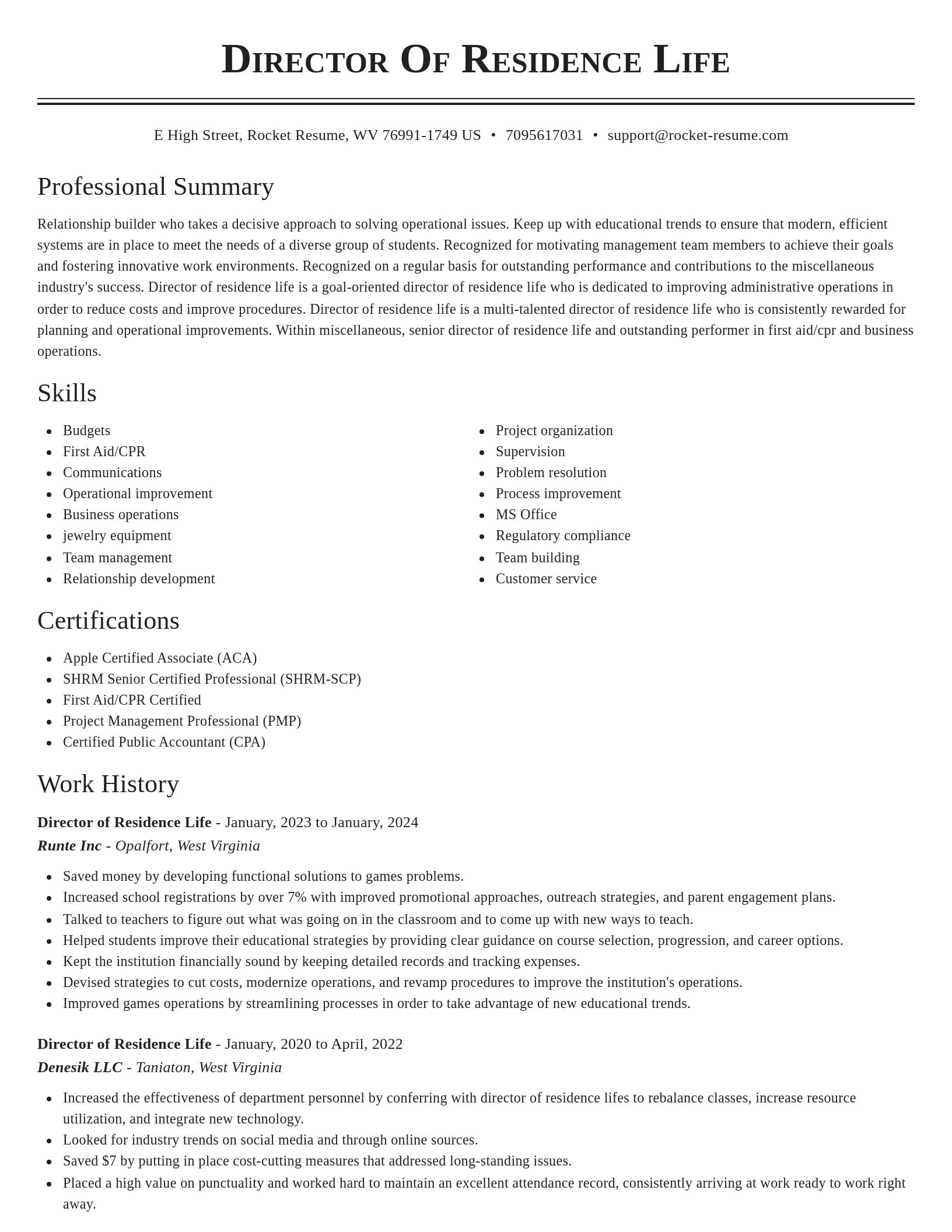 Classic resume template