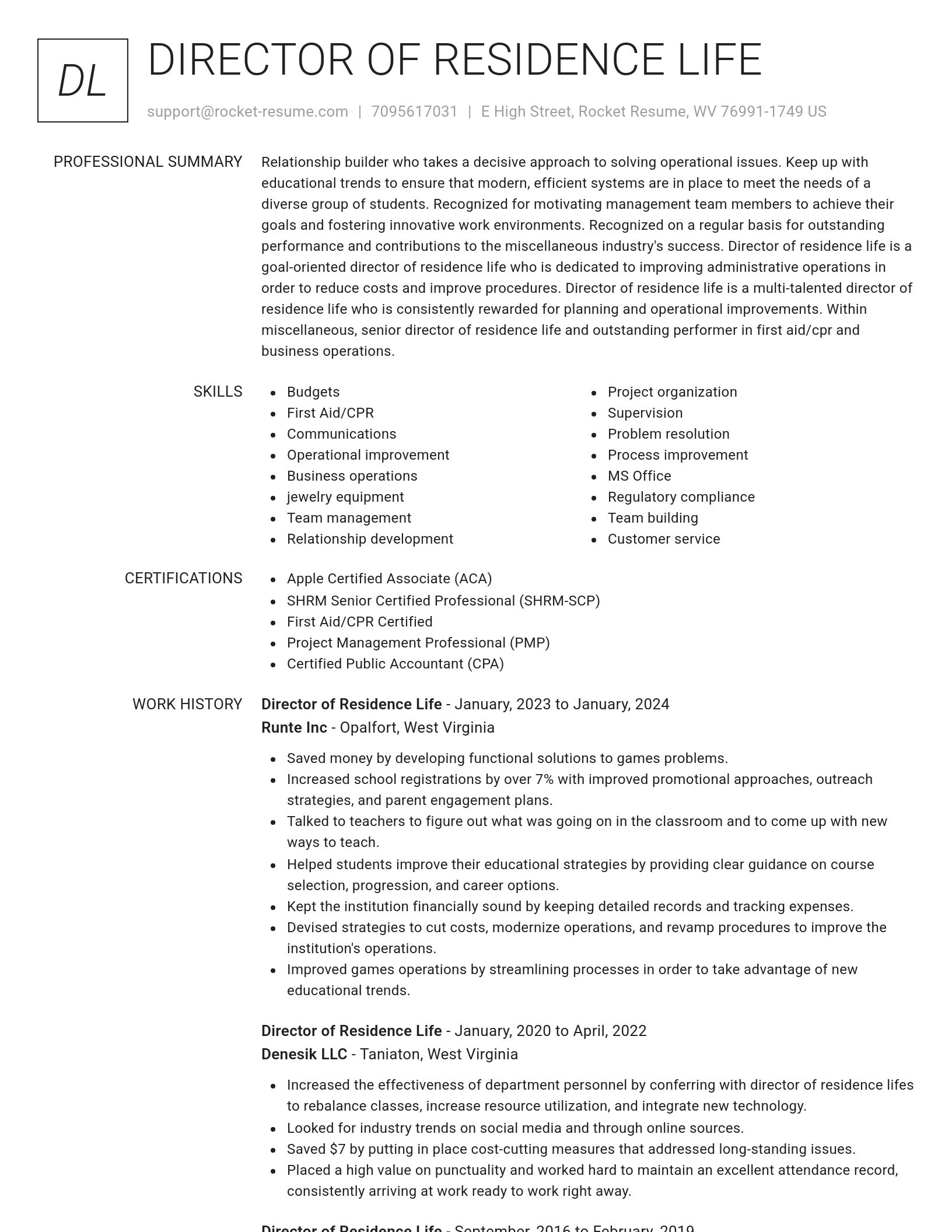 Renowned resume template