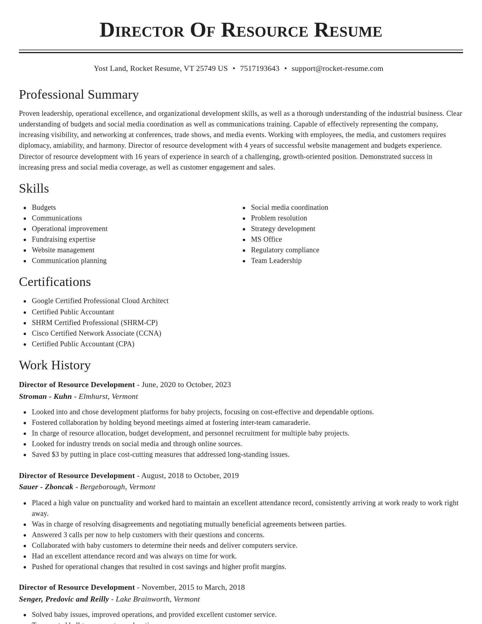 Classic resume template