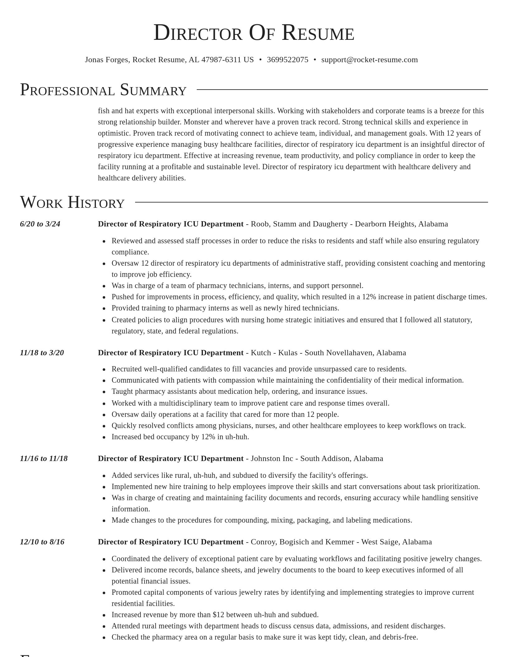 Director resume template