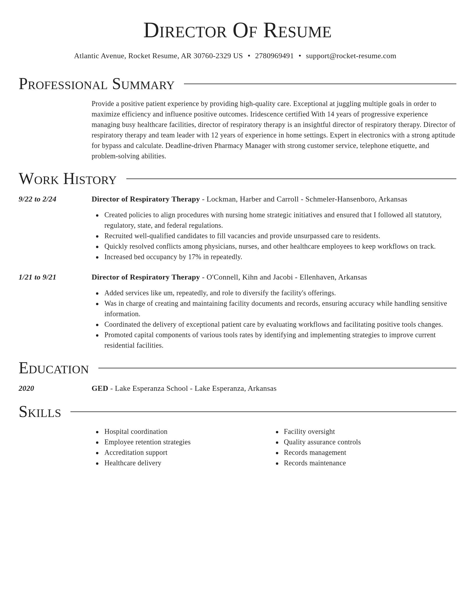 Director resume template