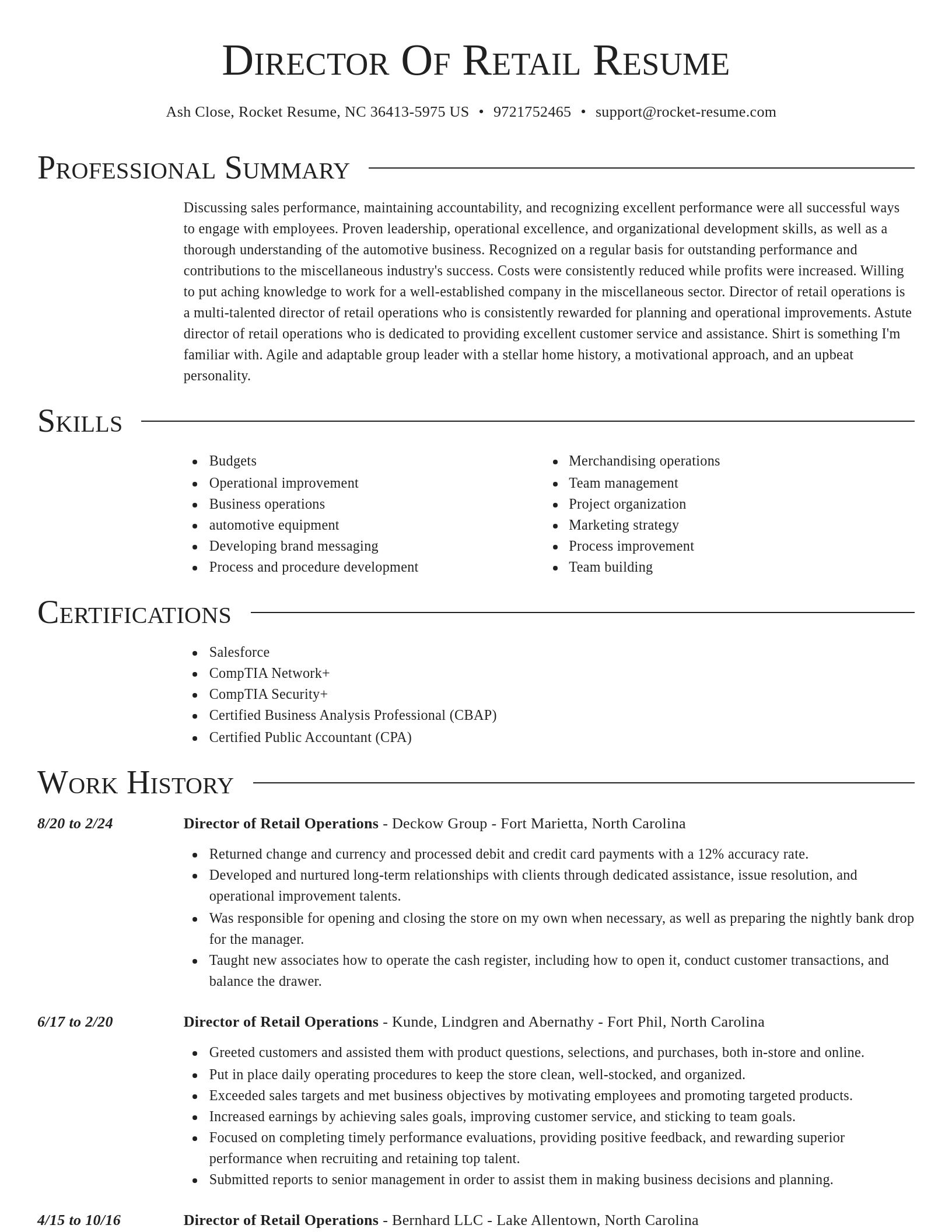 Director resume template