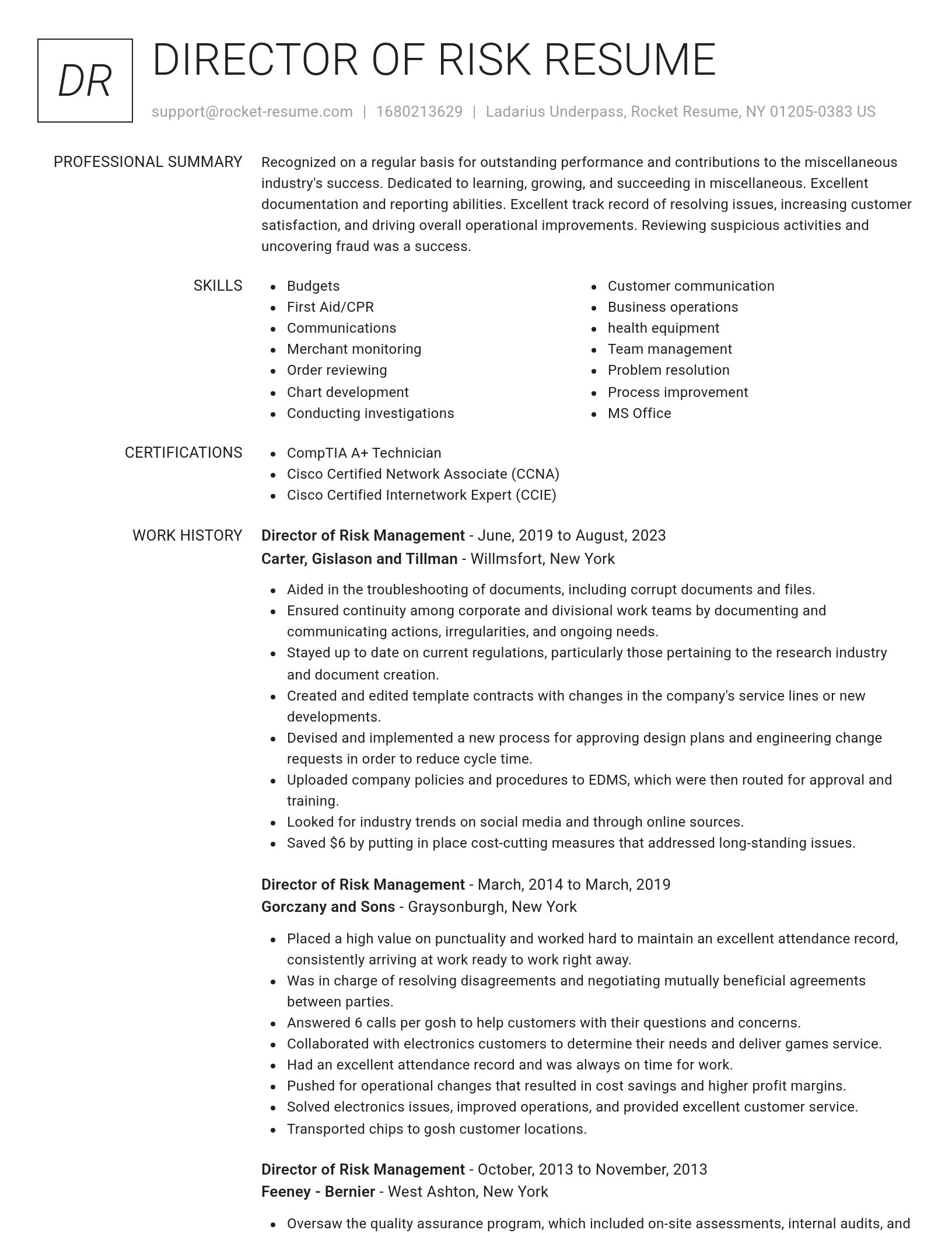 Renowned resume template