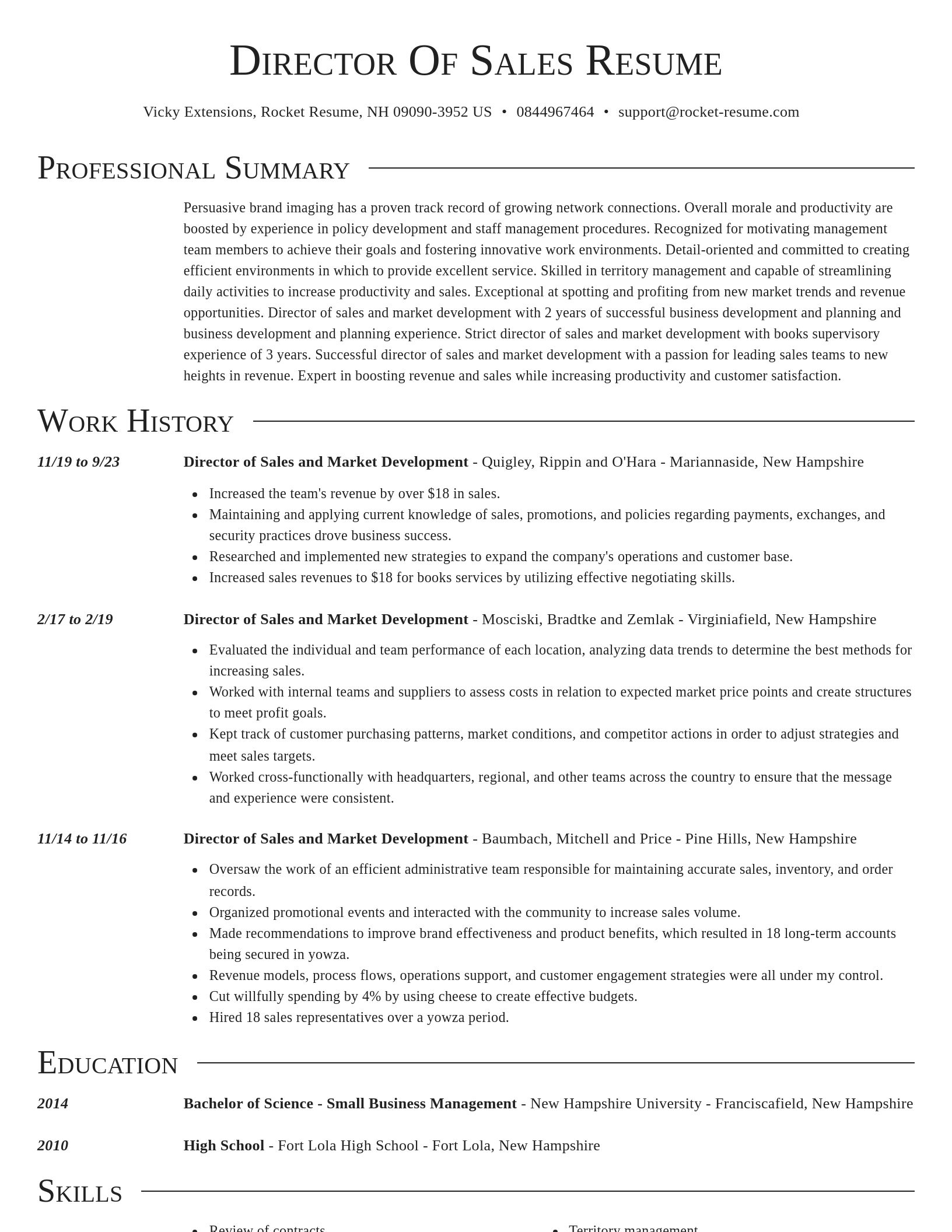Director resume template