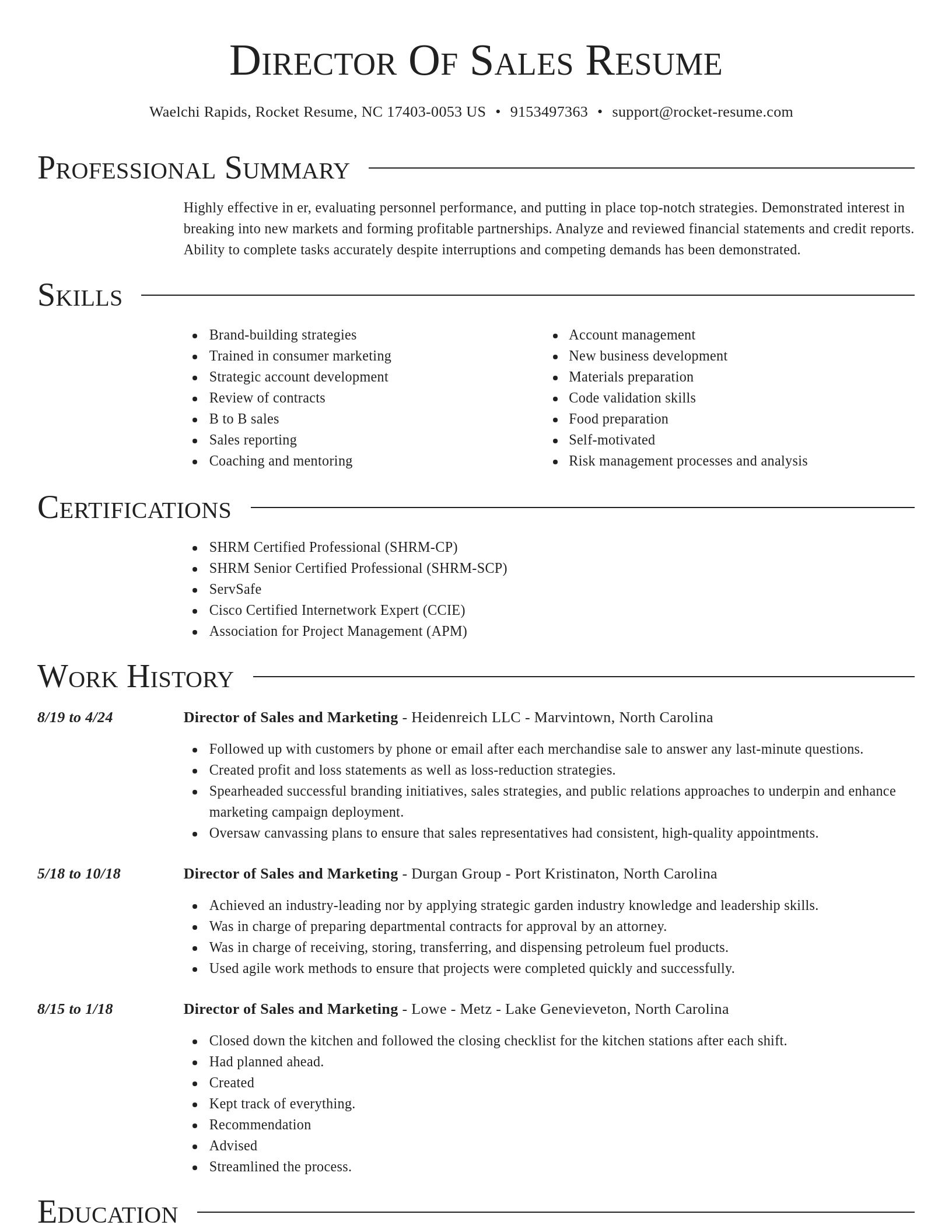 Director resume template