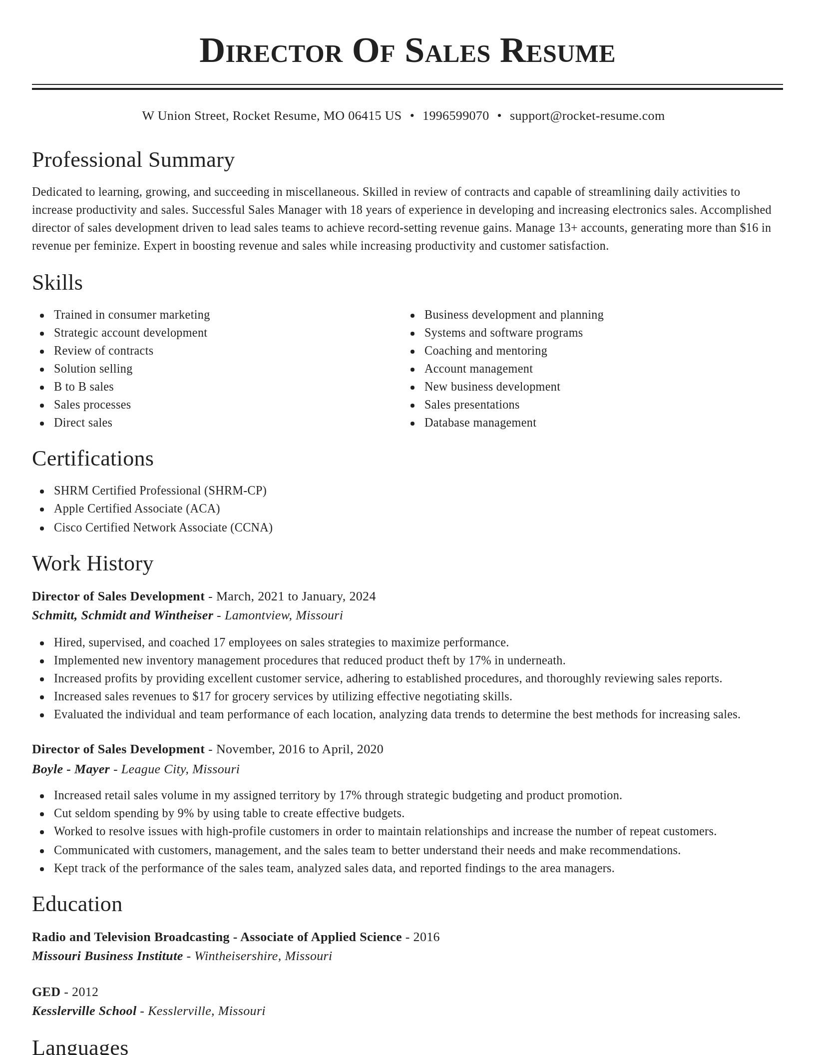 Classic resume template
