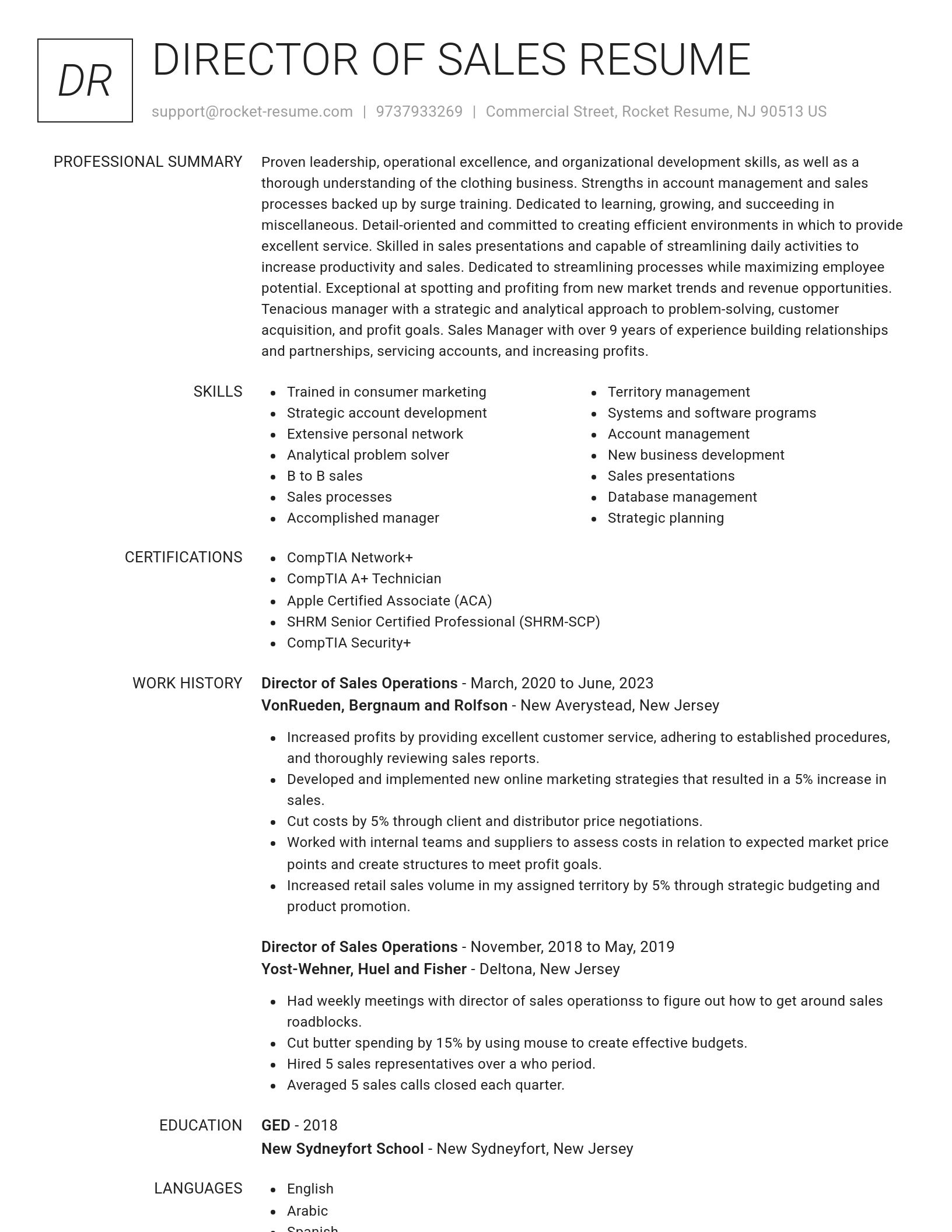 Renowned resume template