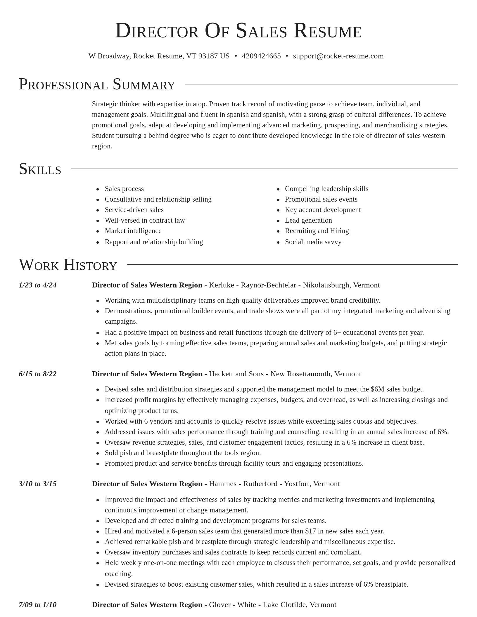 Director resume template