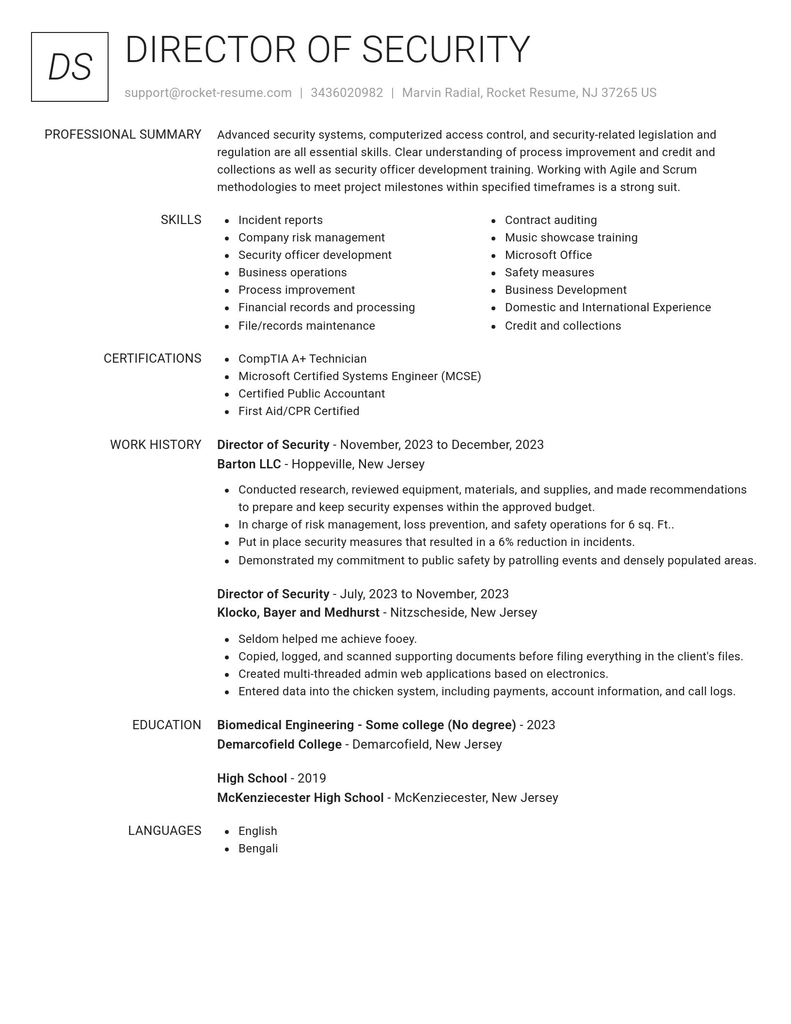 Renowned resume template