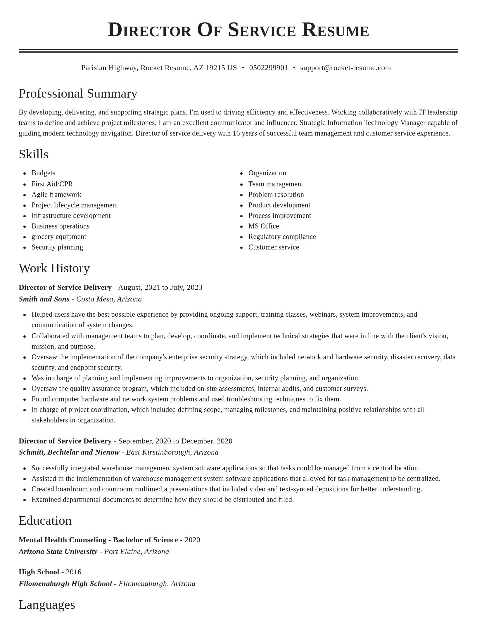 Classic resume template