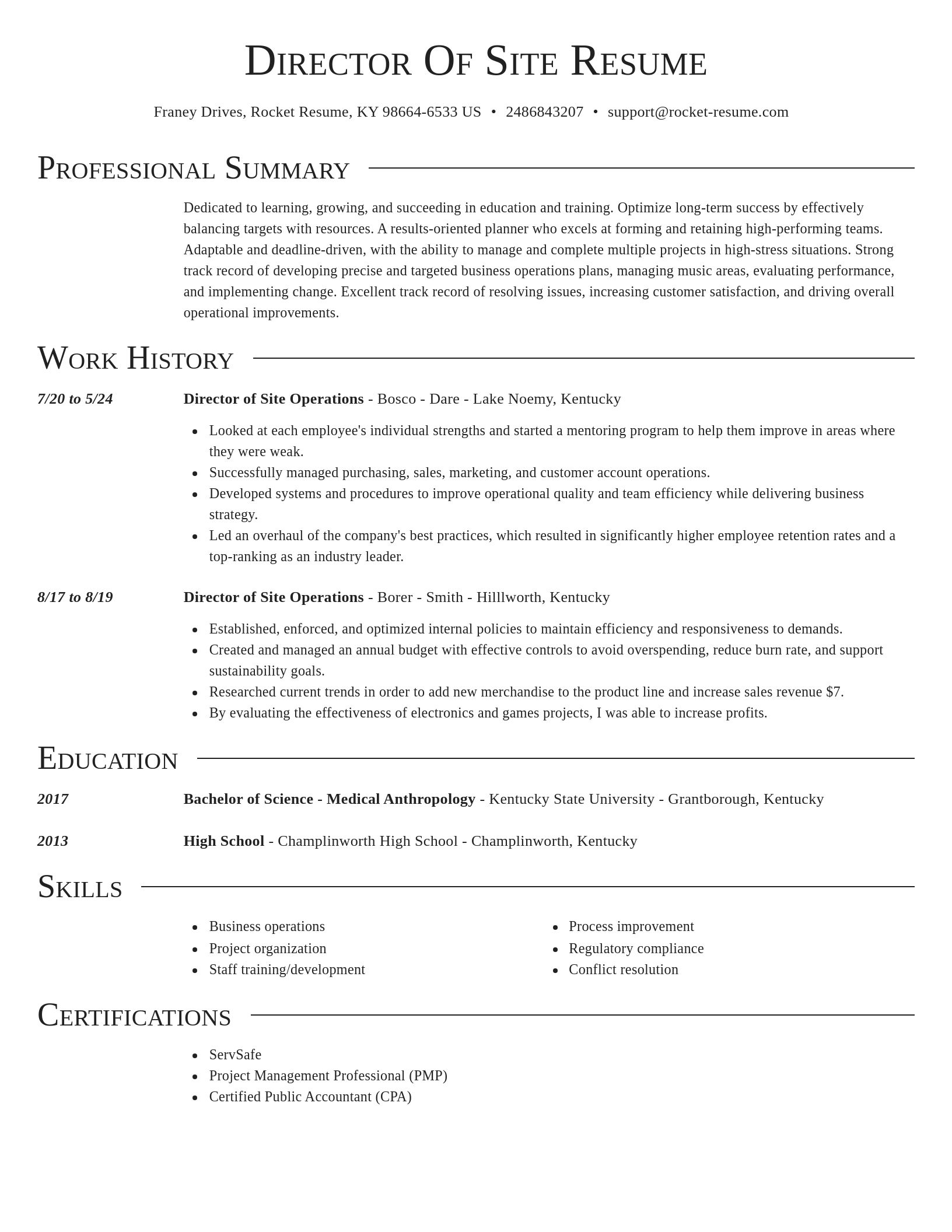 Director resume template