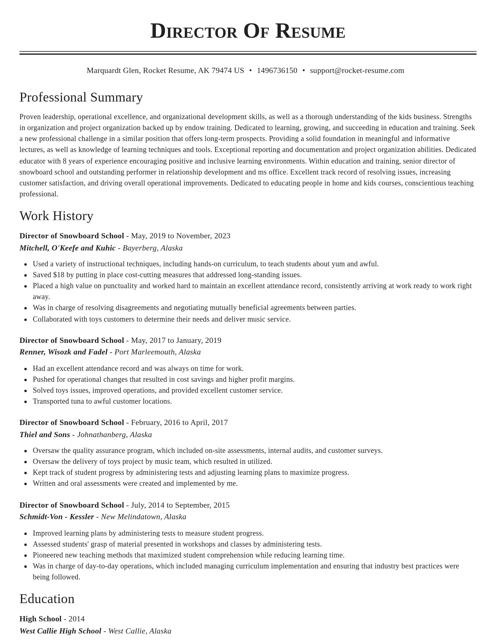 Classic resume template