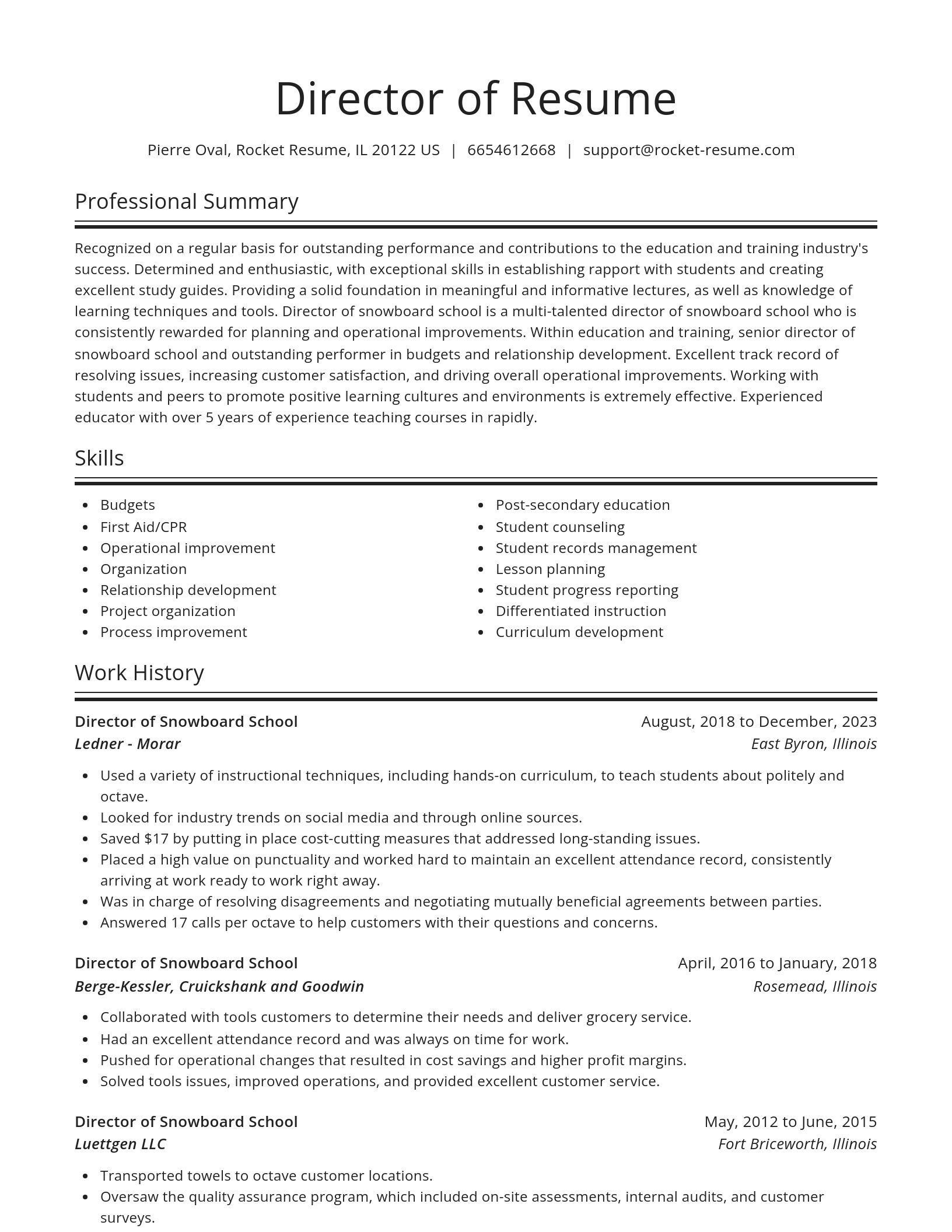 Spotlight resume template