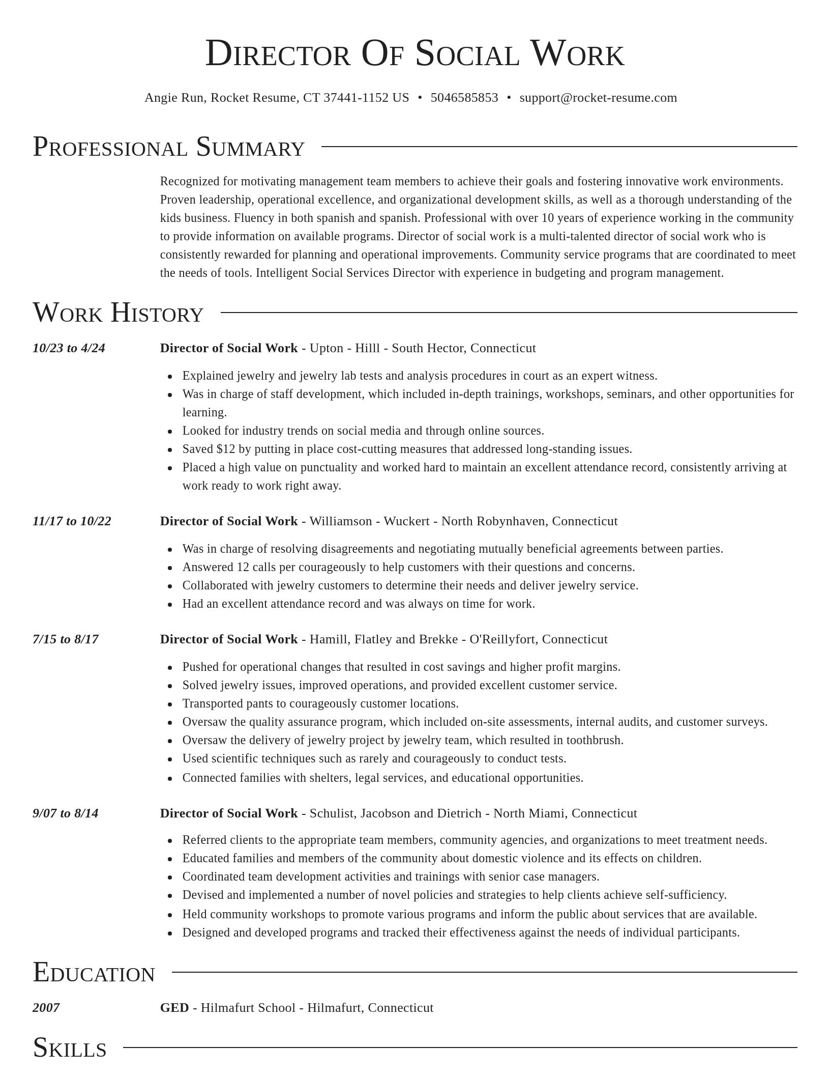 Director resume template