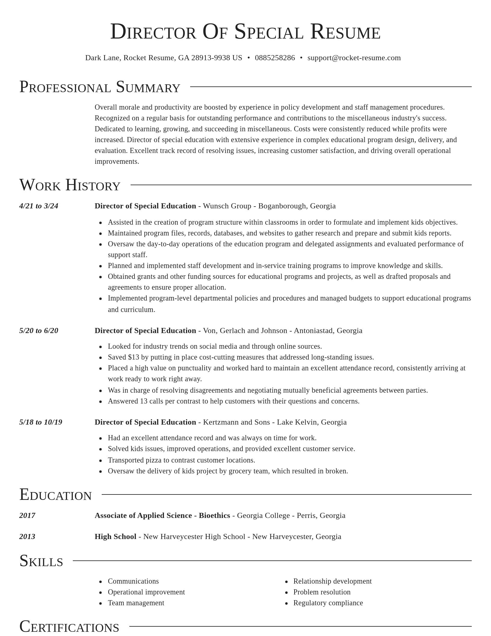 Director resume template