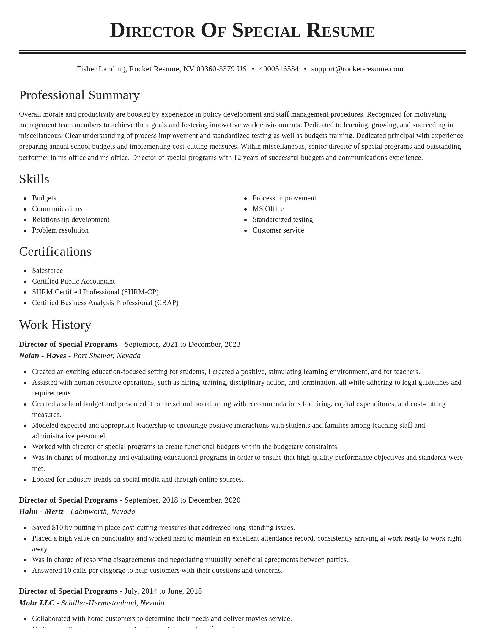 Classic resume template