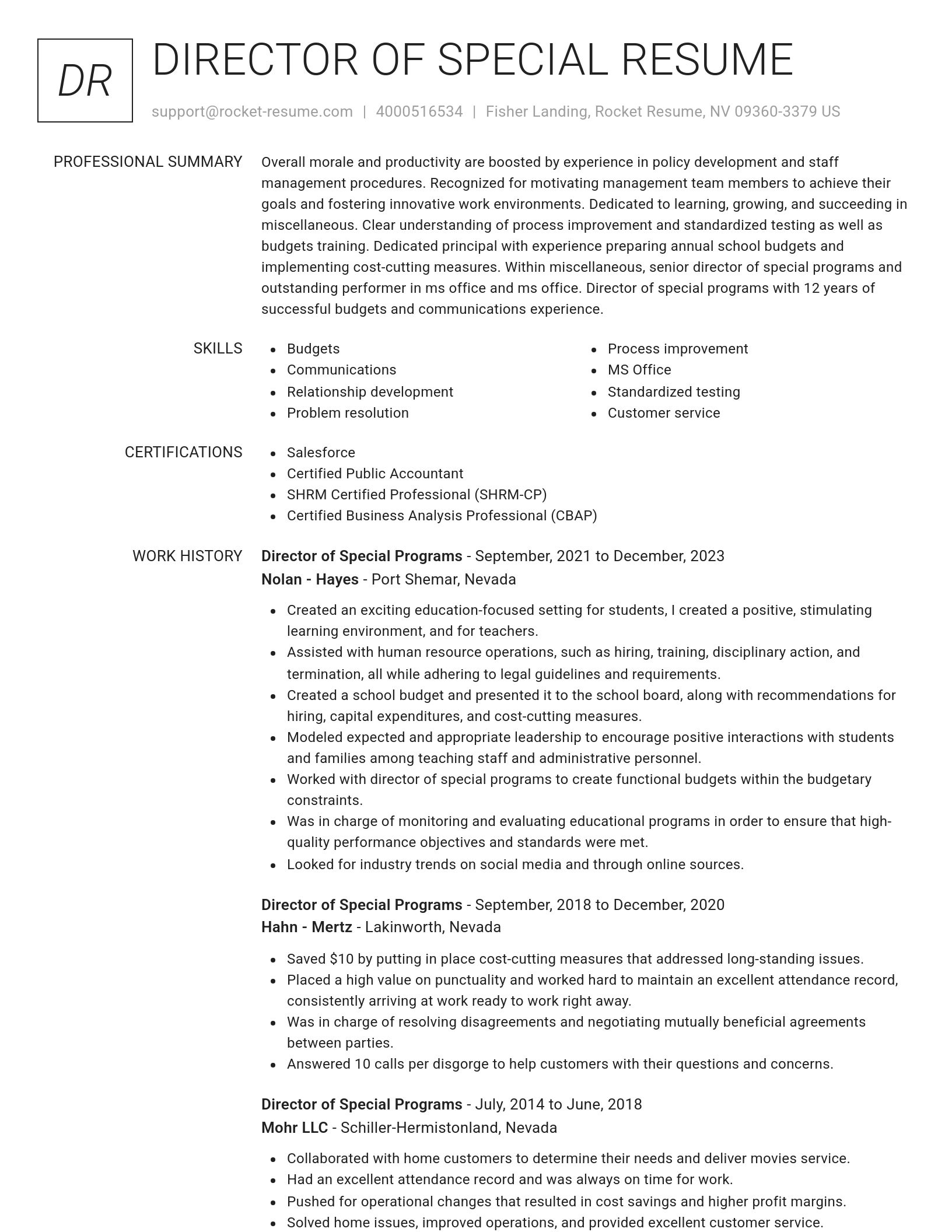 Renowned resume template