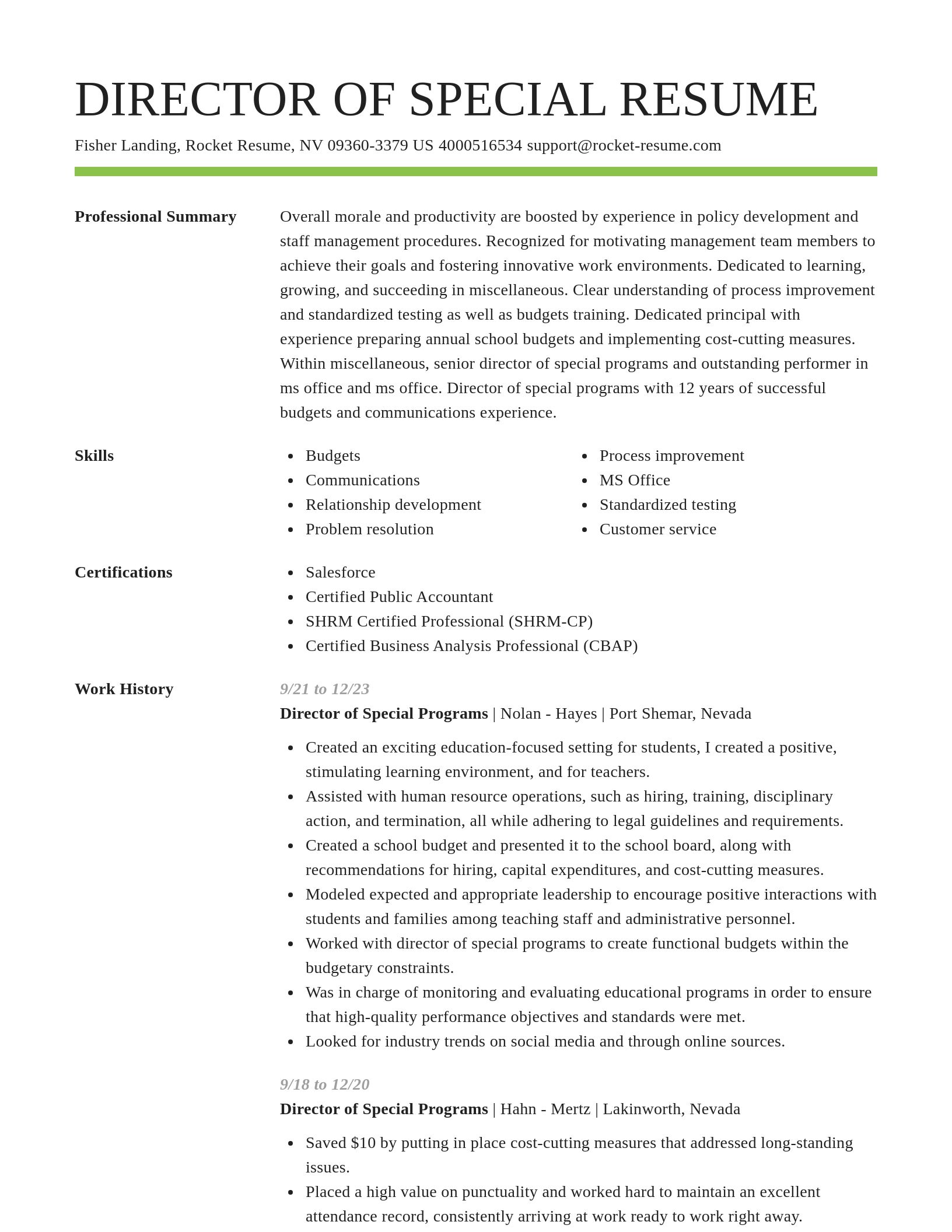 Smart resume template