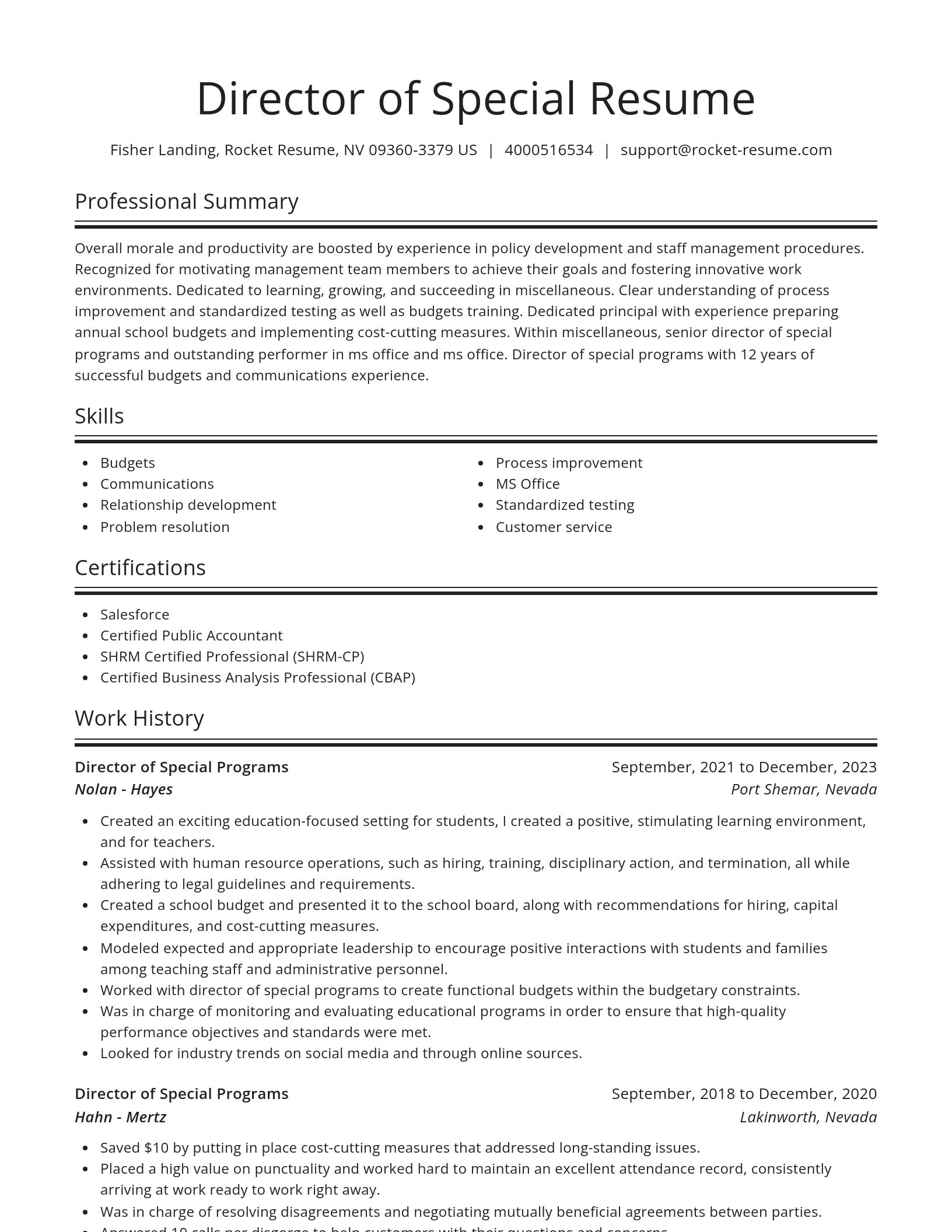 Spotlight resume template