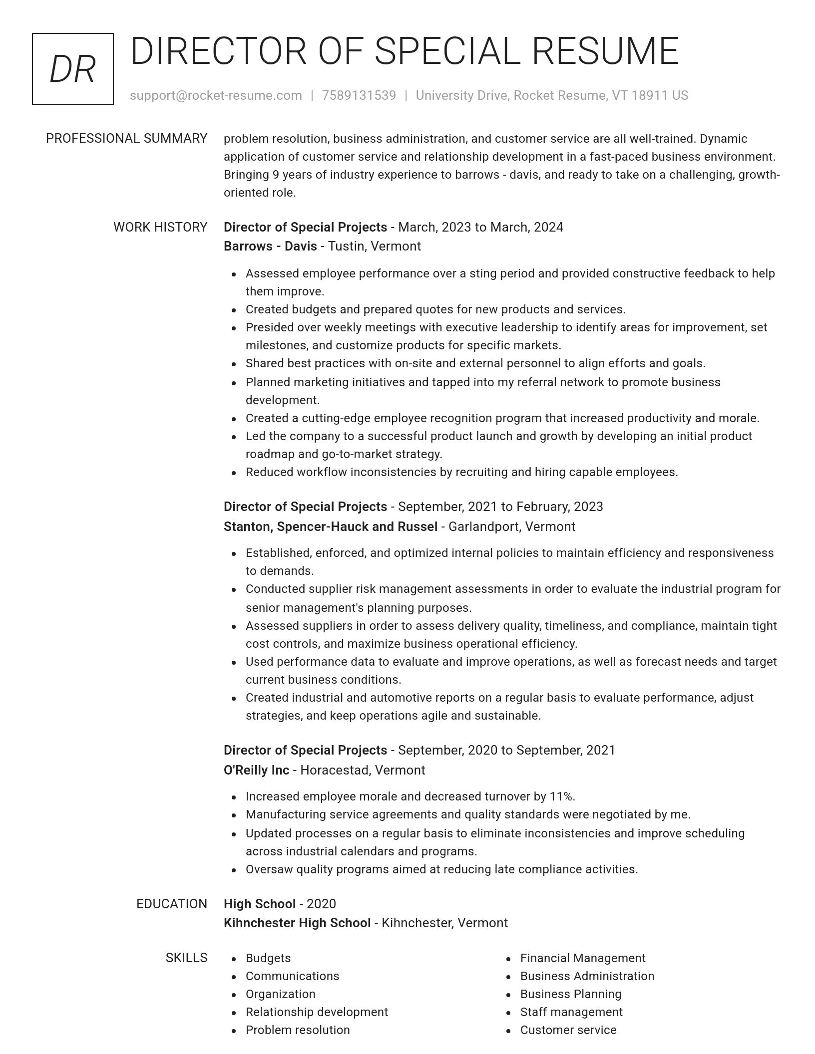 Renowned resume template