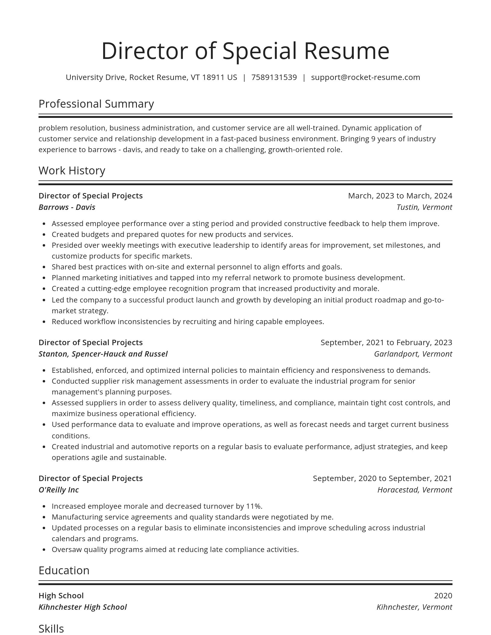Spotlight resume template