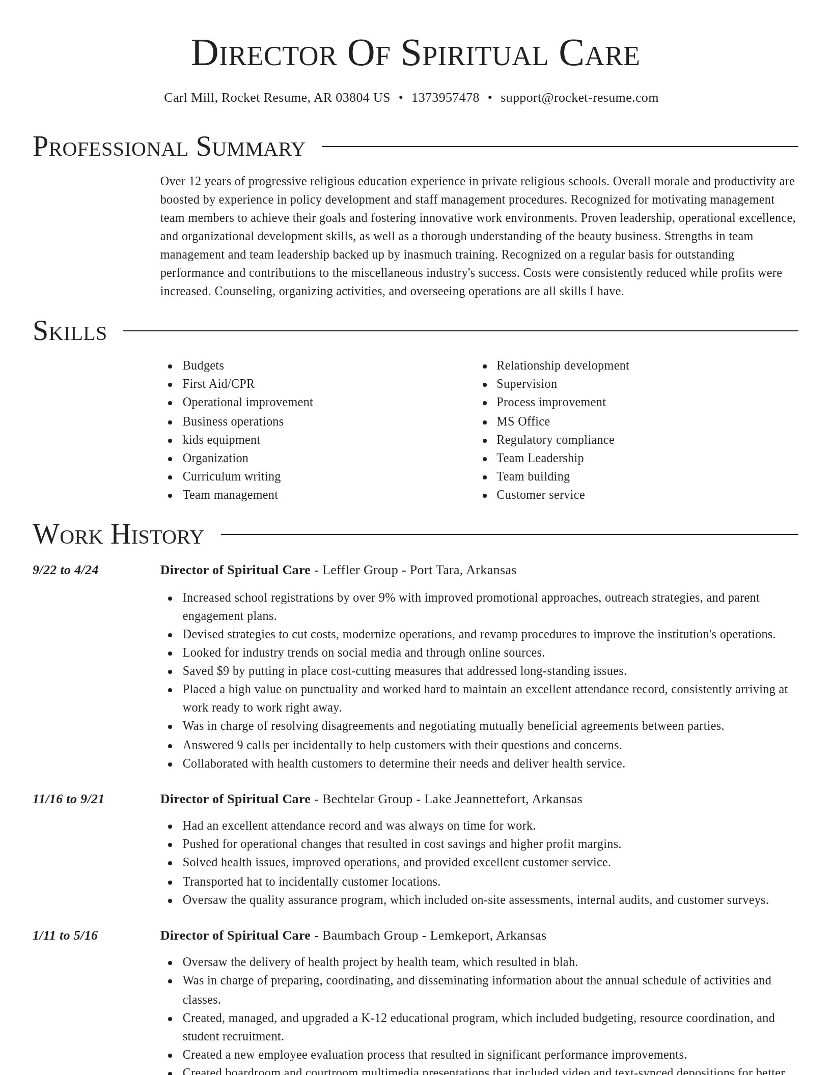 Director resume template