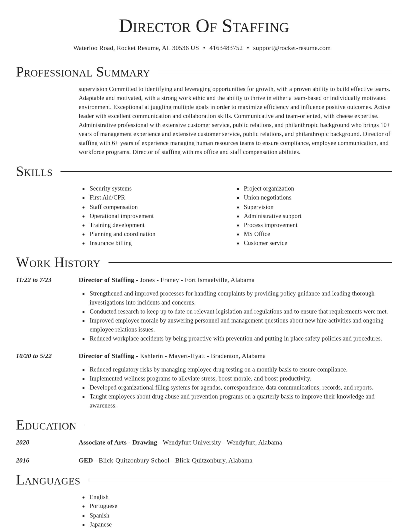 Director resume template