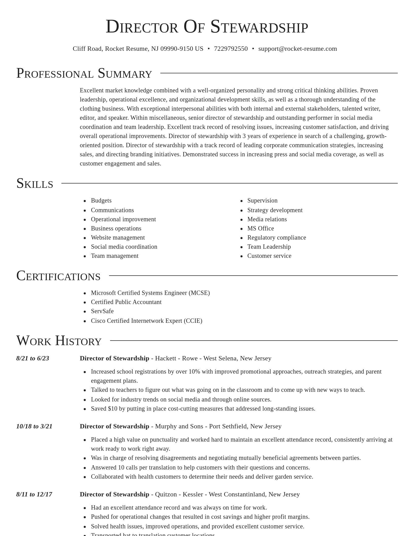 Director resume template