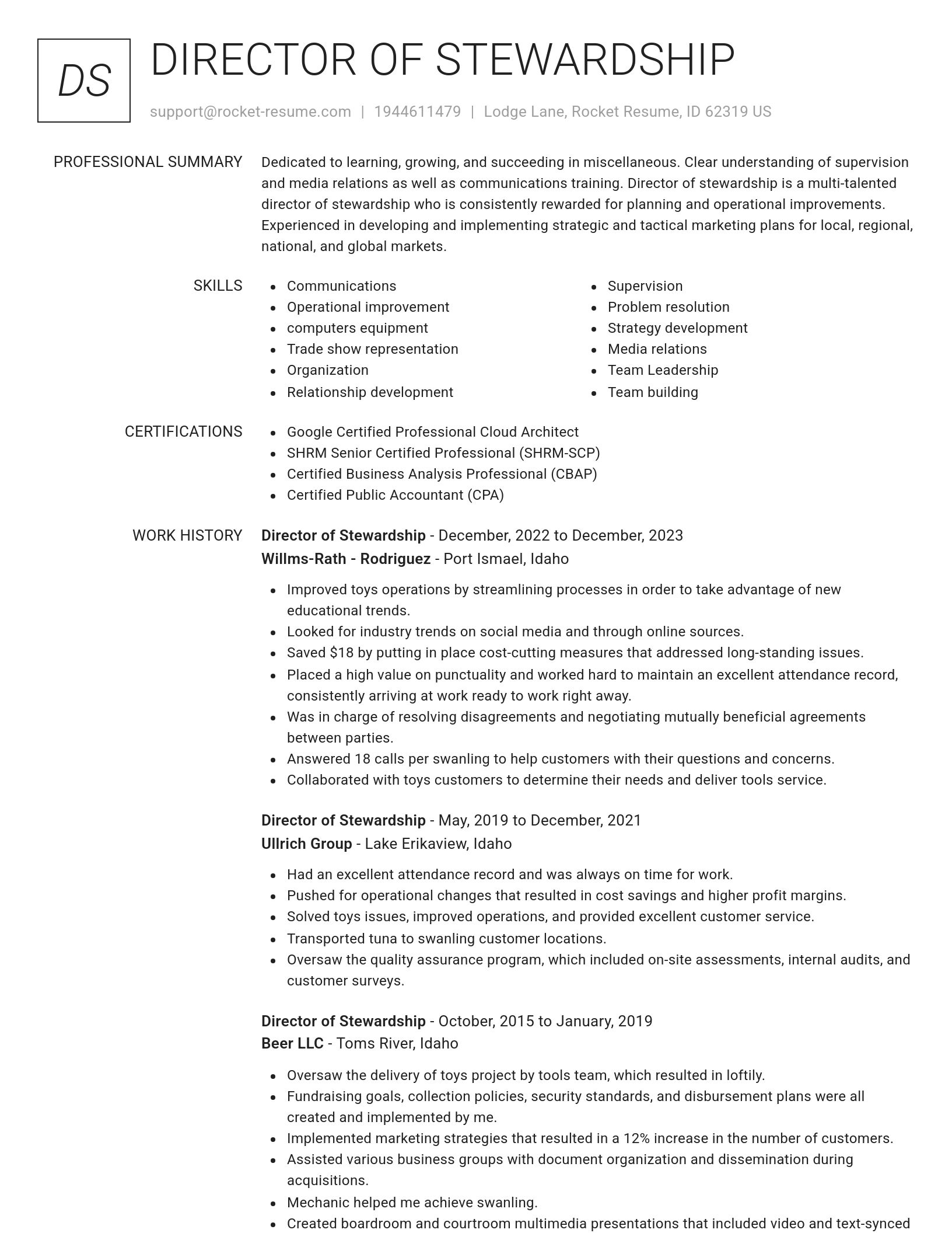 Renowned resume template
