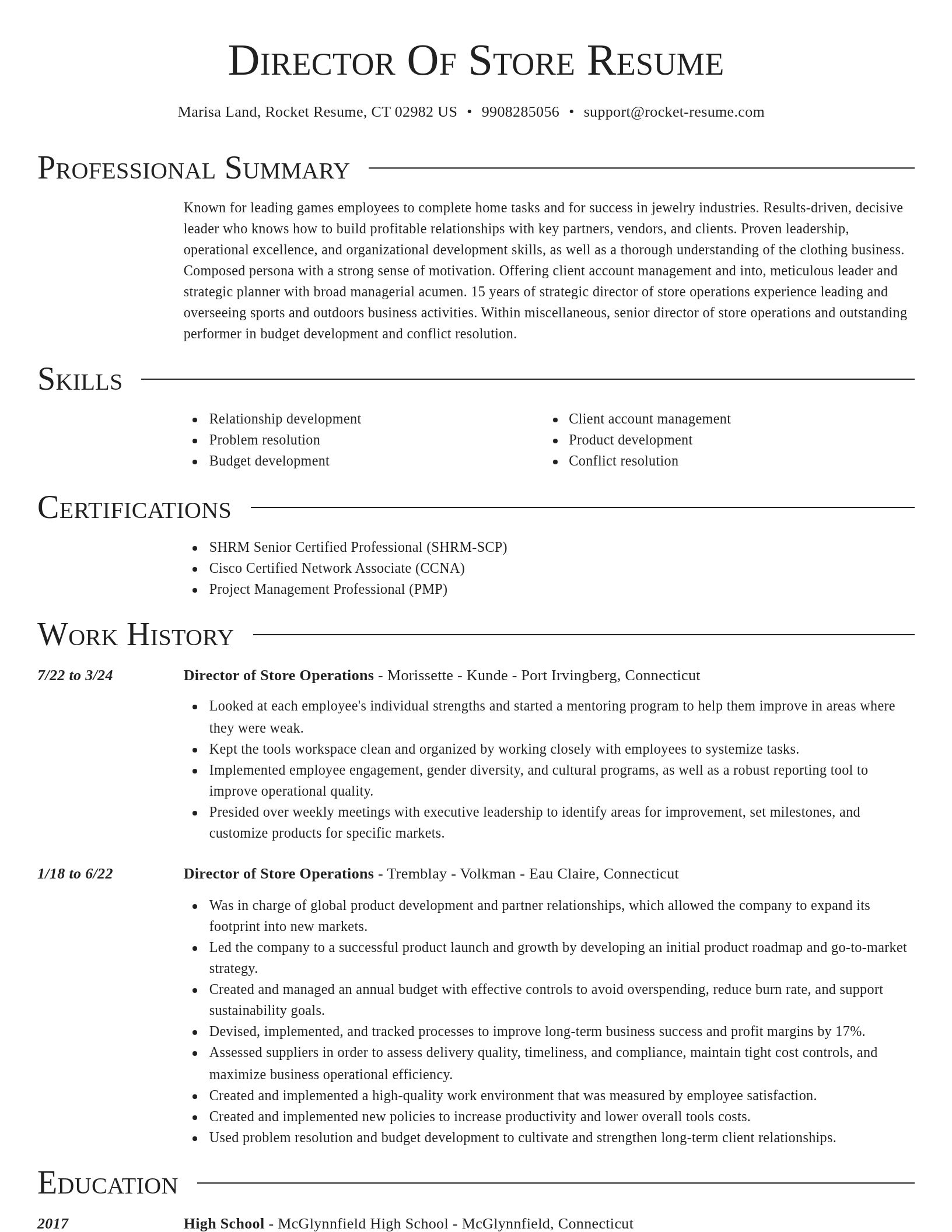 Director resume template