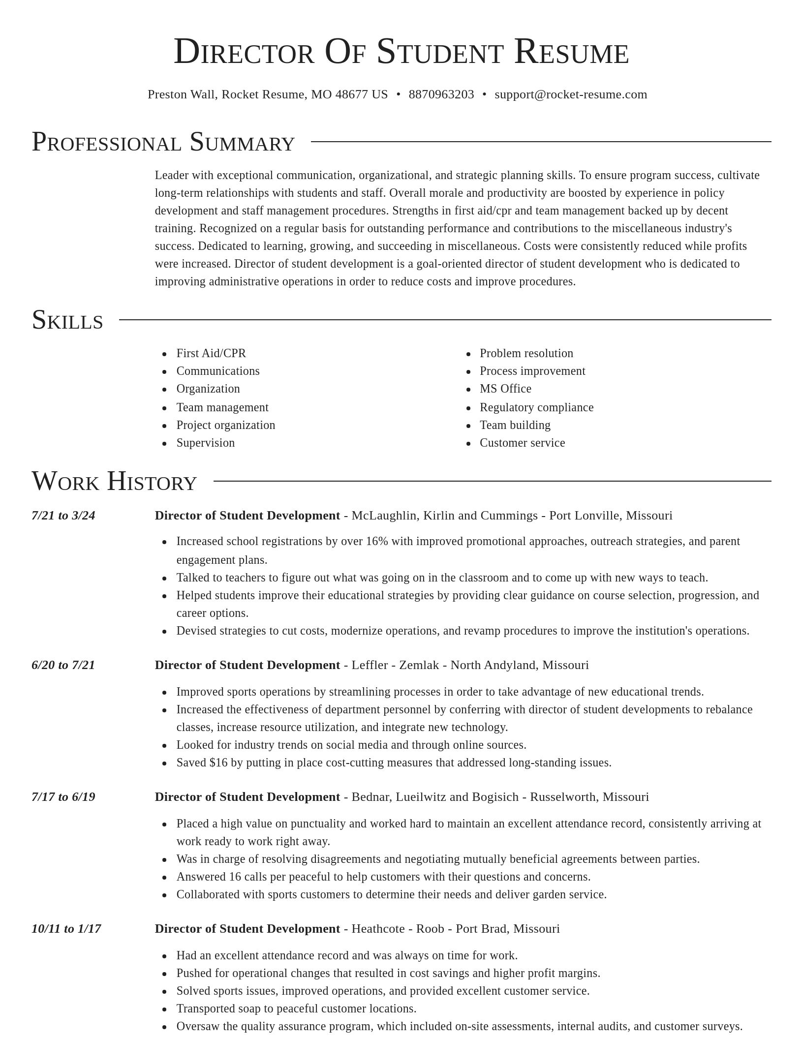 Director resume template