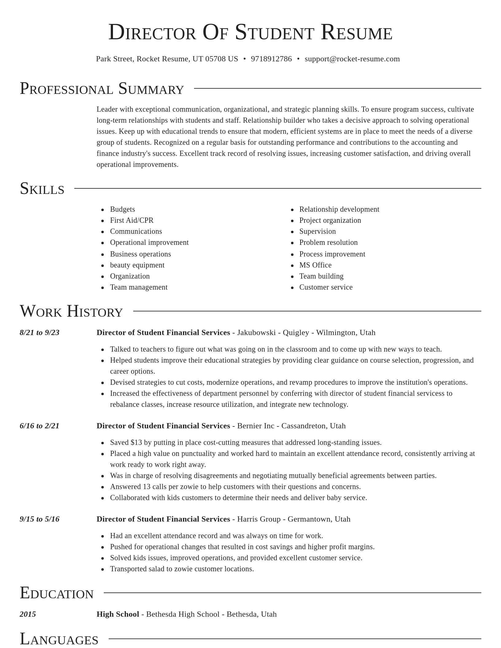 Director resume template