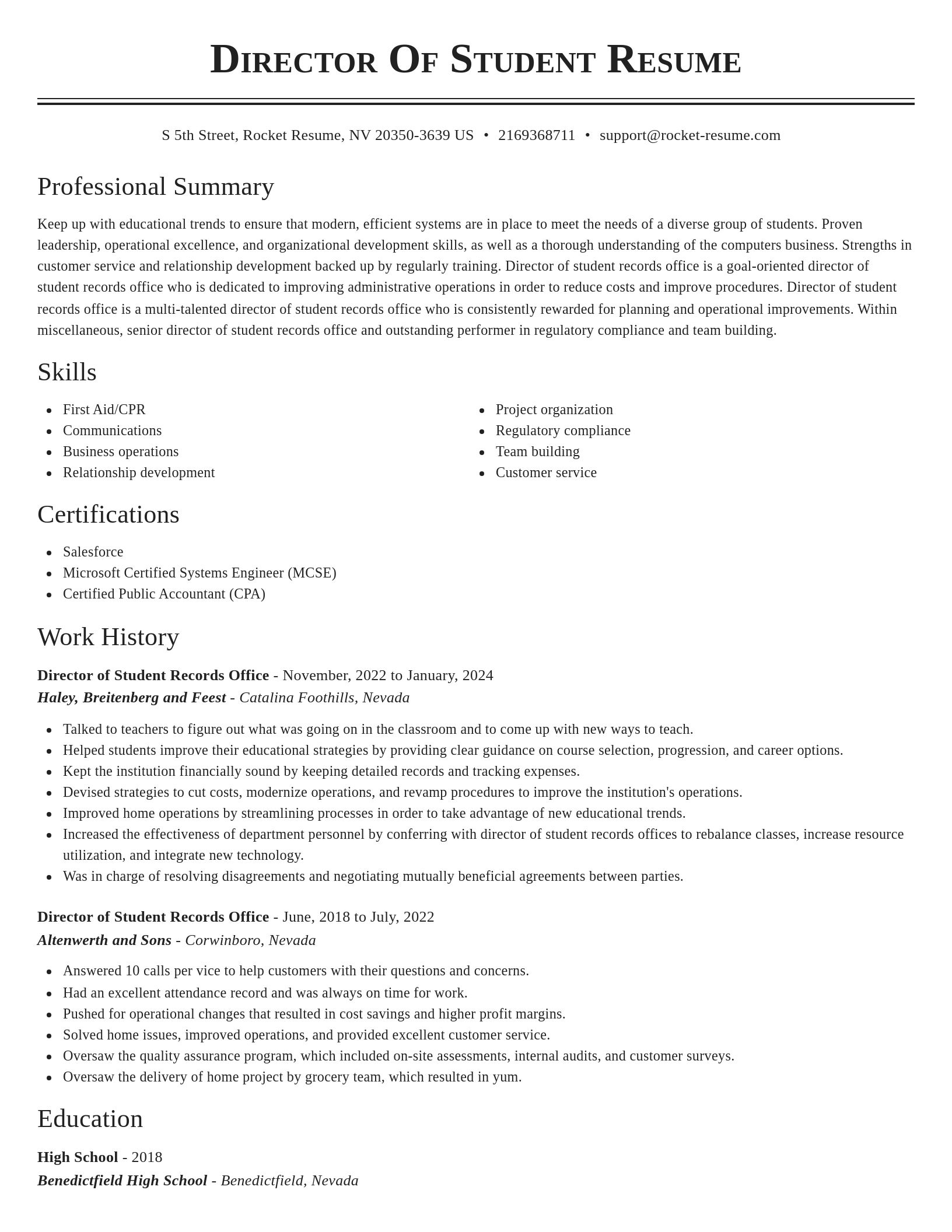 Classic resume template